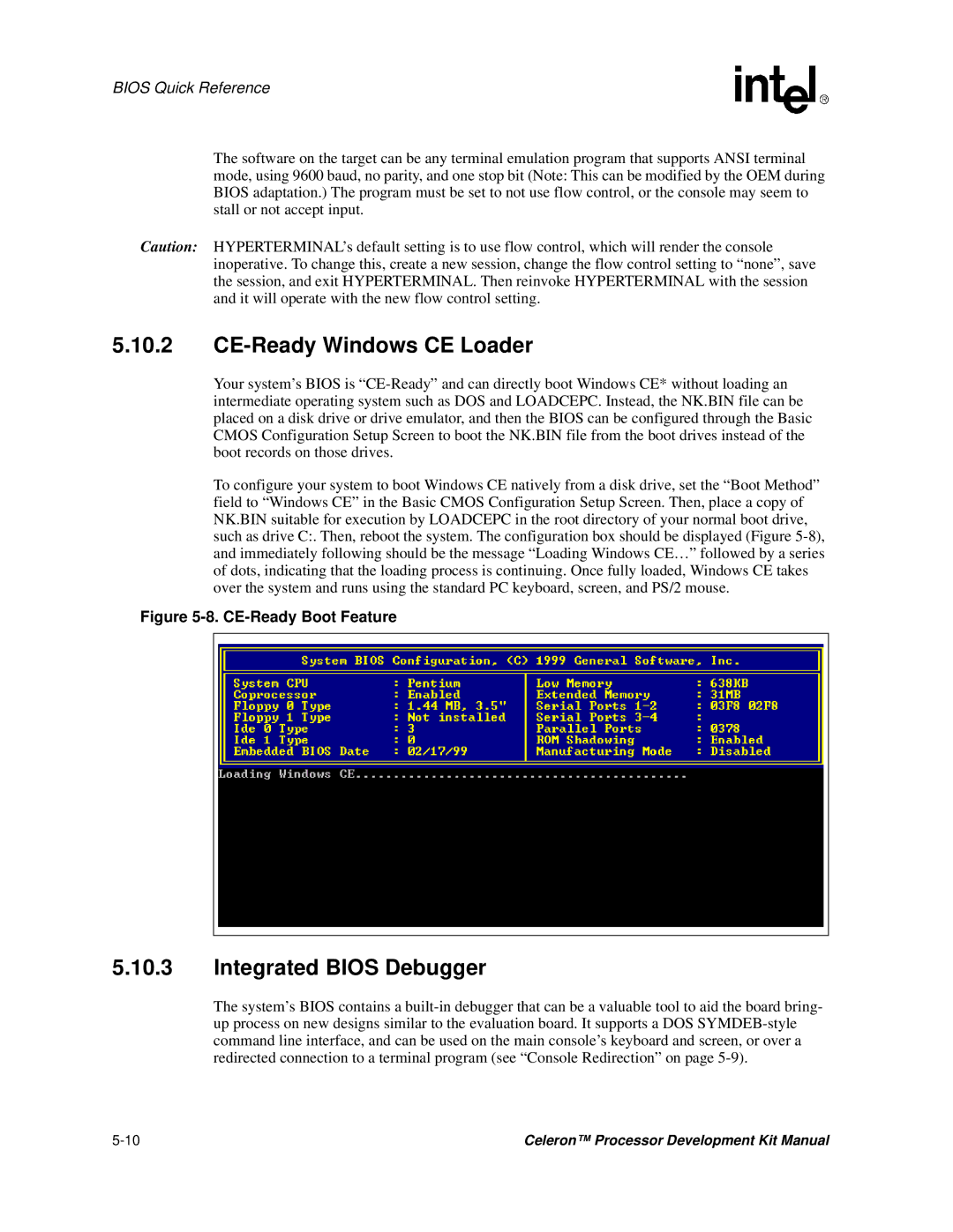 Intel 273246-002 manual CE-Ready Windows CE Loader, Integrated Bios Debugger 