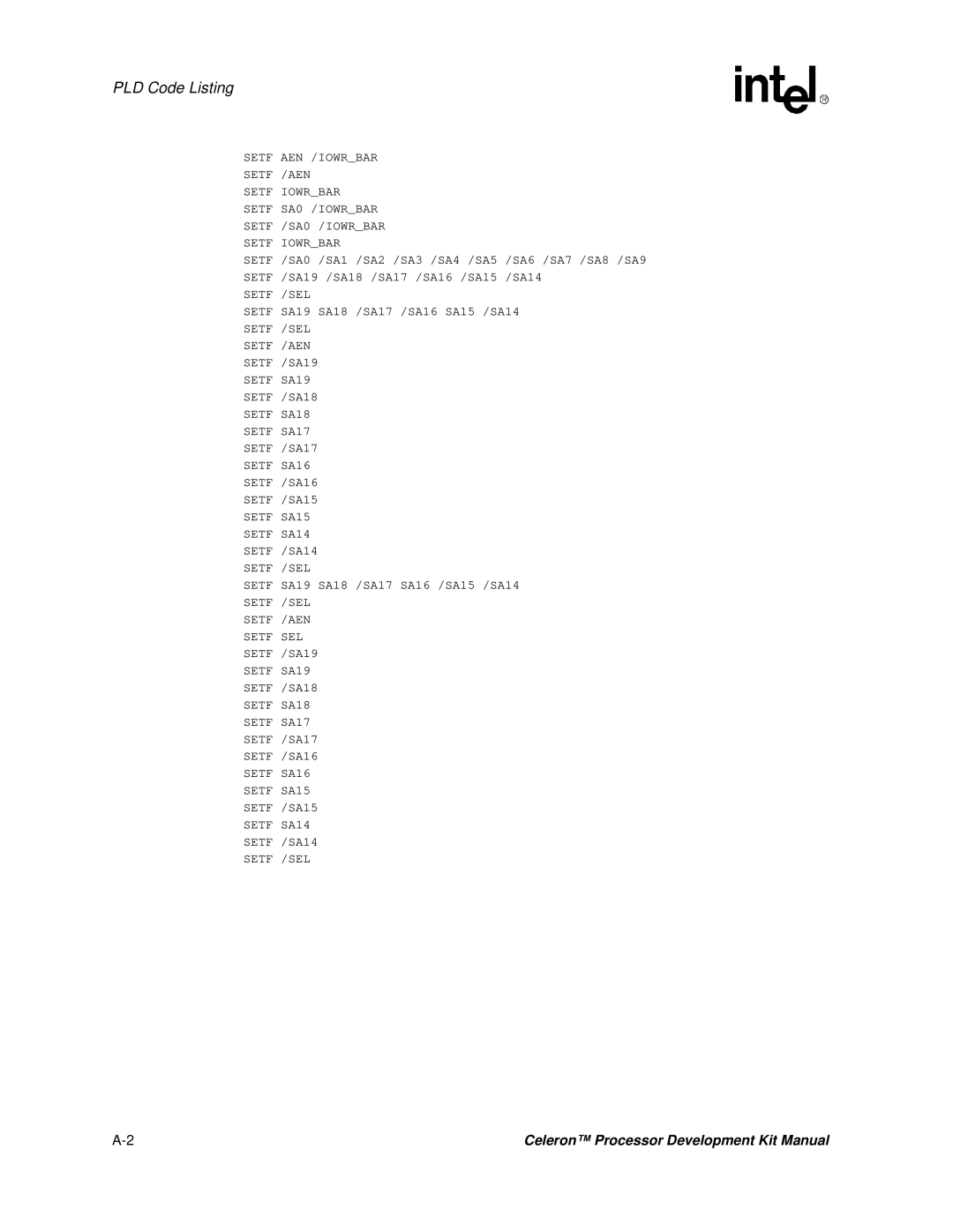 Intel 273246-002 manual PLD Code Listing 