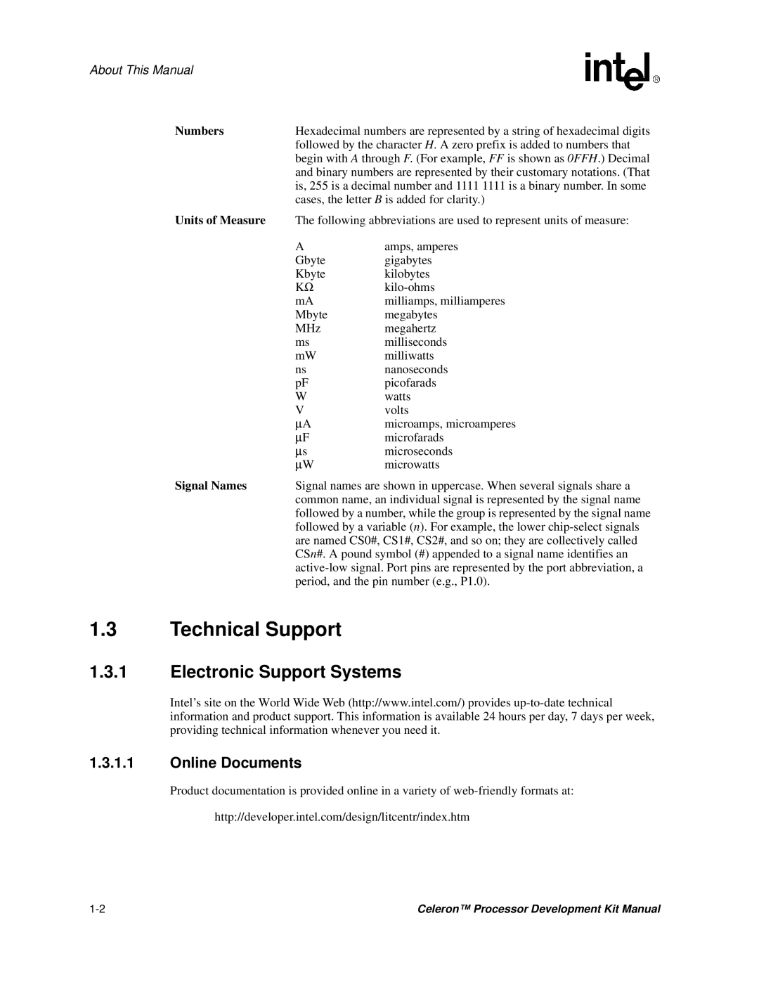 Intel 273246-002 manual Technical Support, Electronic Support Systems 