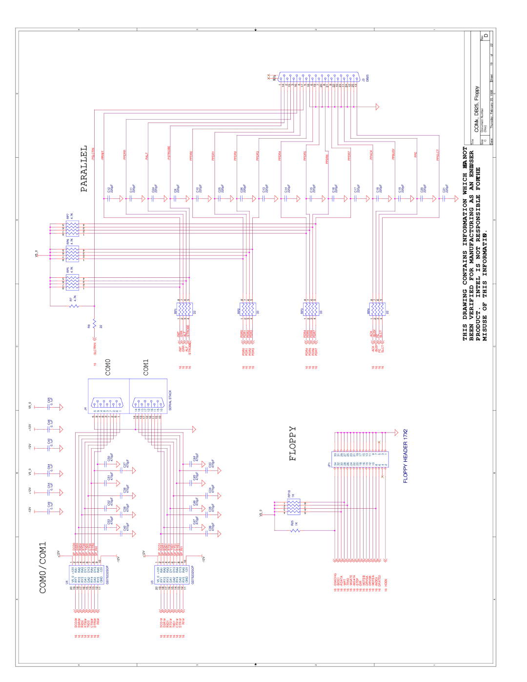 Intel 273246-002 manual COM0/COM1 