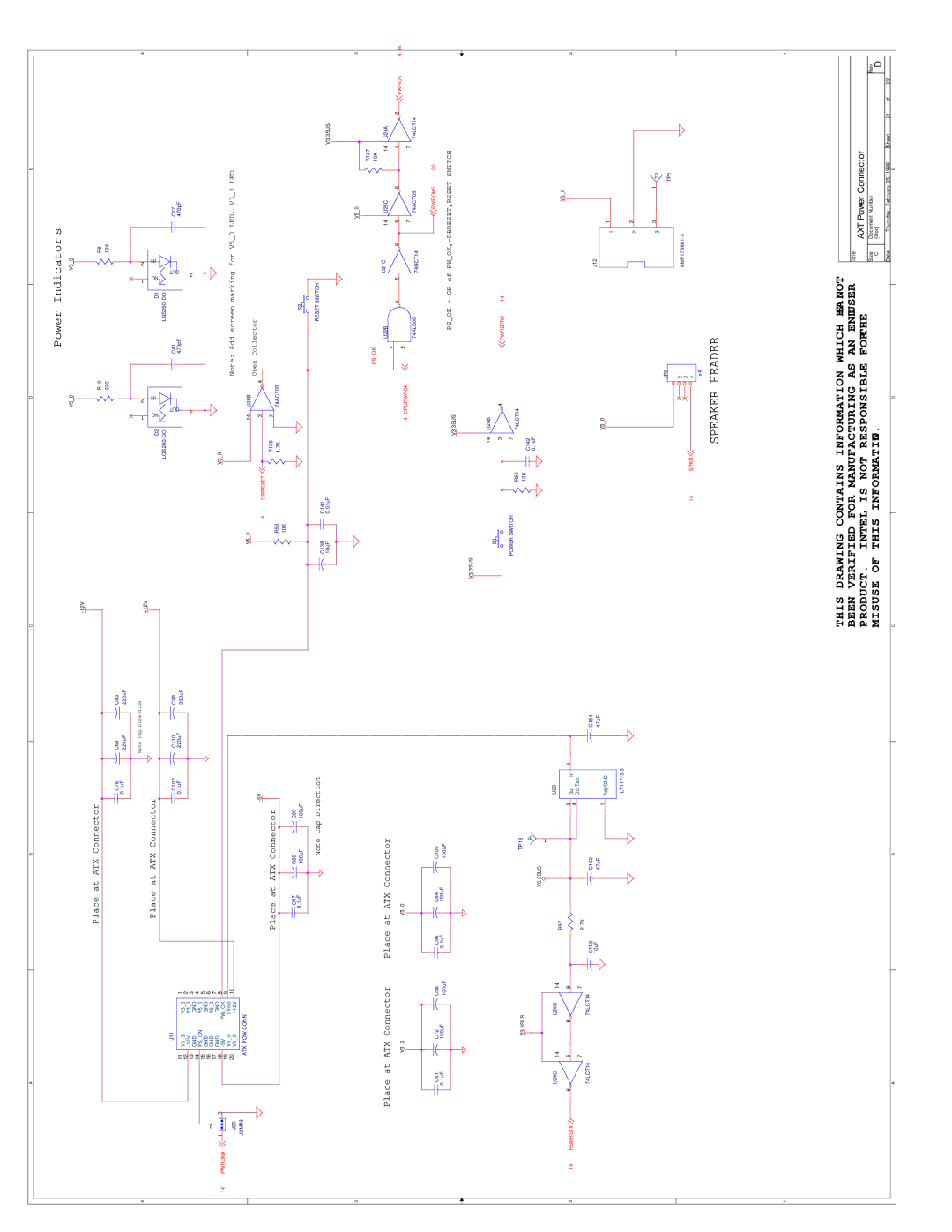 Intel 273246-002 manual Speaker Header 