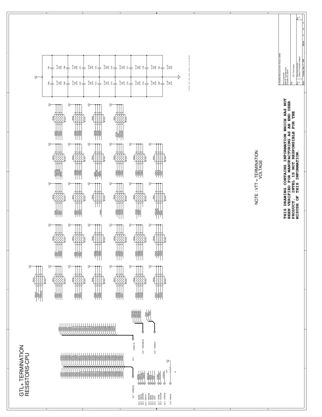 Intel 273246-002 manual GTL+ Termination RESISTORS-CPU 