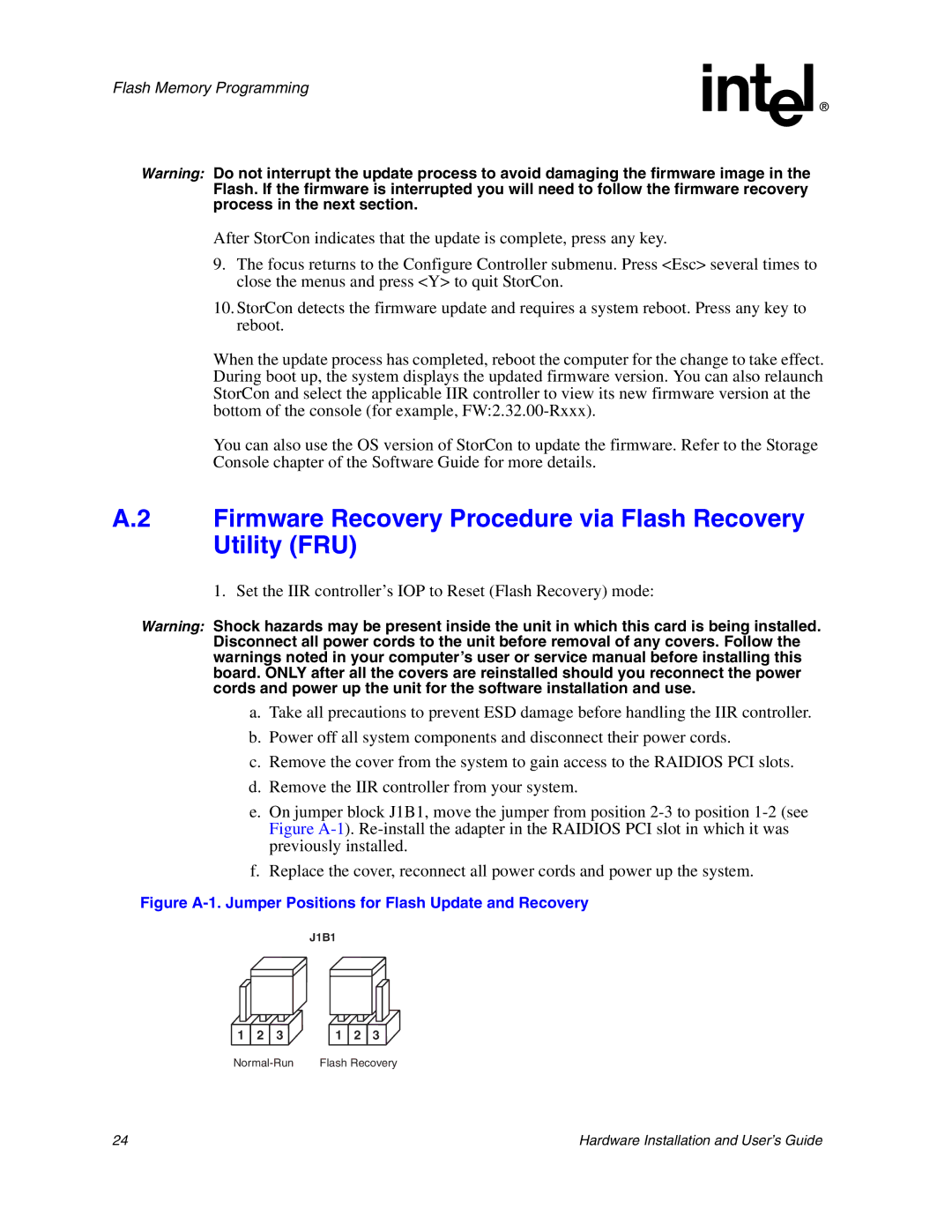 Intel 273561-003 manual Firmware Recovery Procedure via Flash Recovery Utility FRU 