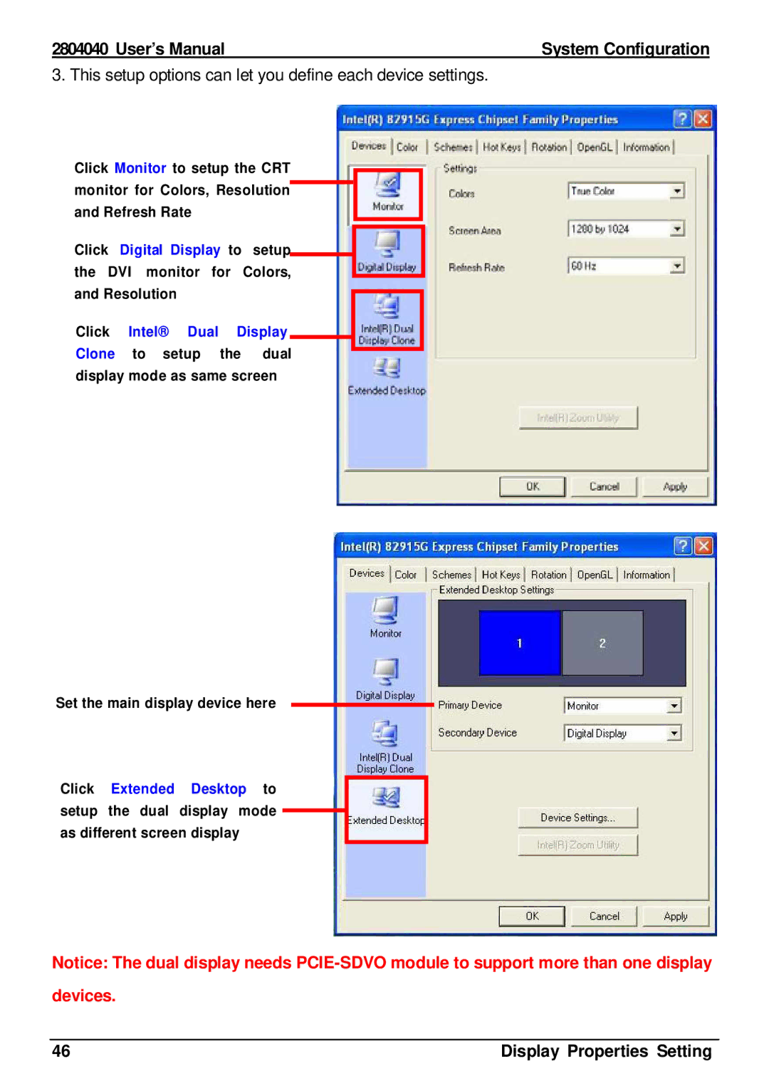 Intel 2804040 user manual Devices 