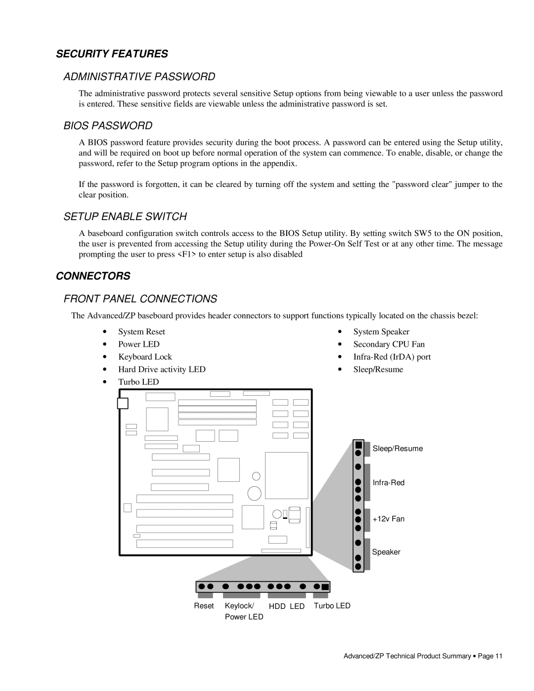 Intel 281786-002 manual Security Features, Connectors 