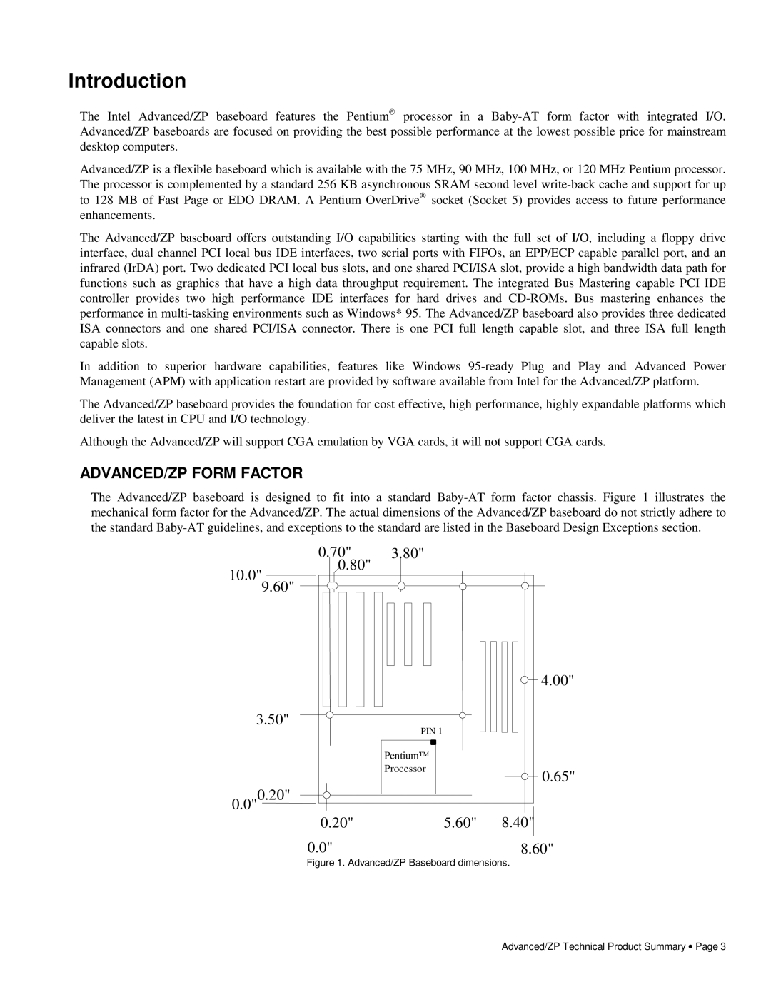 Intel 281786-002 manual Introduction, ADVANCED/ZP Form Factor 