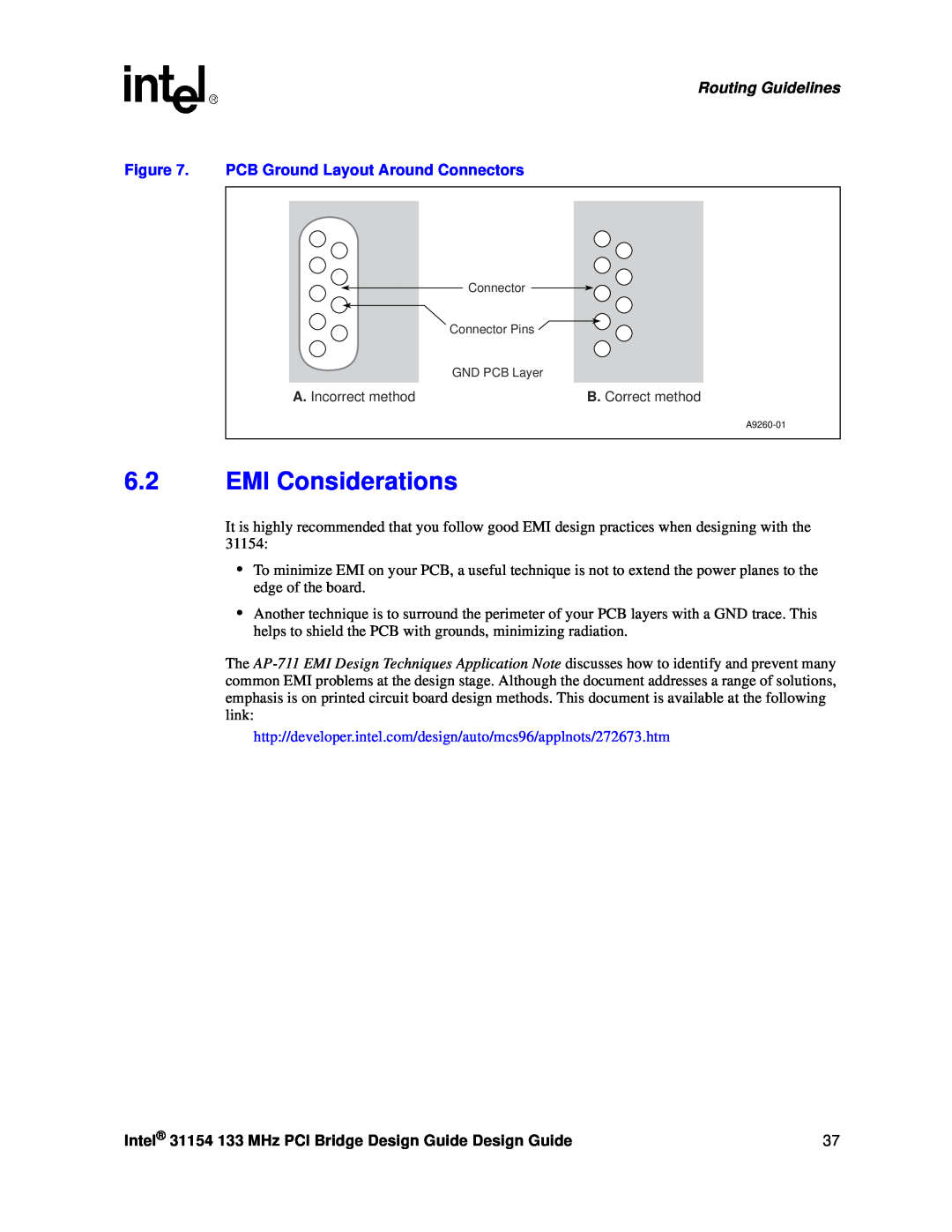 Intel 31154 manual EMI Considerations, PCB Ground Layout Around Connectors, Routing Guidelines 