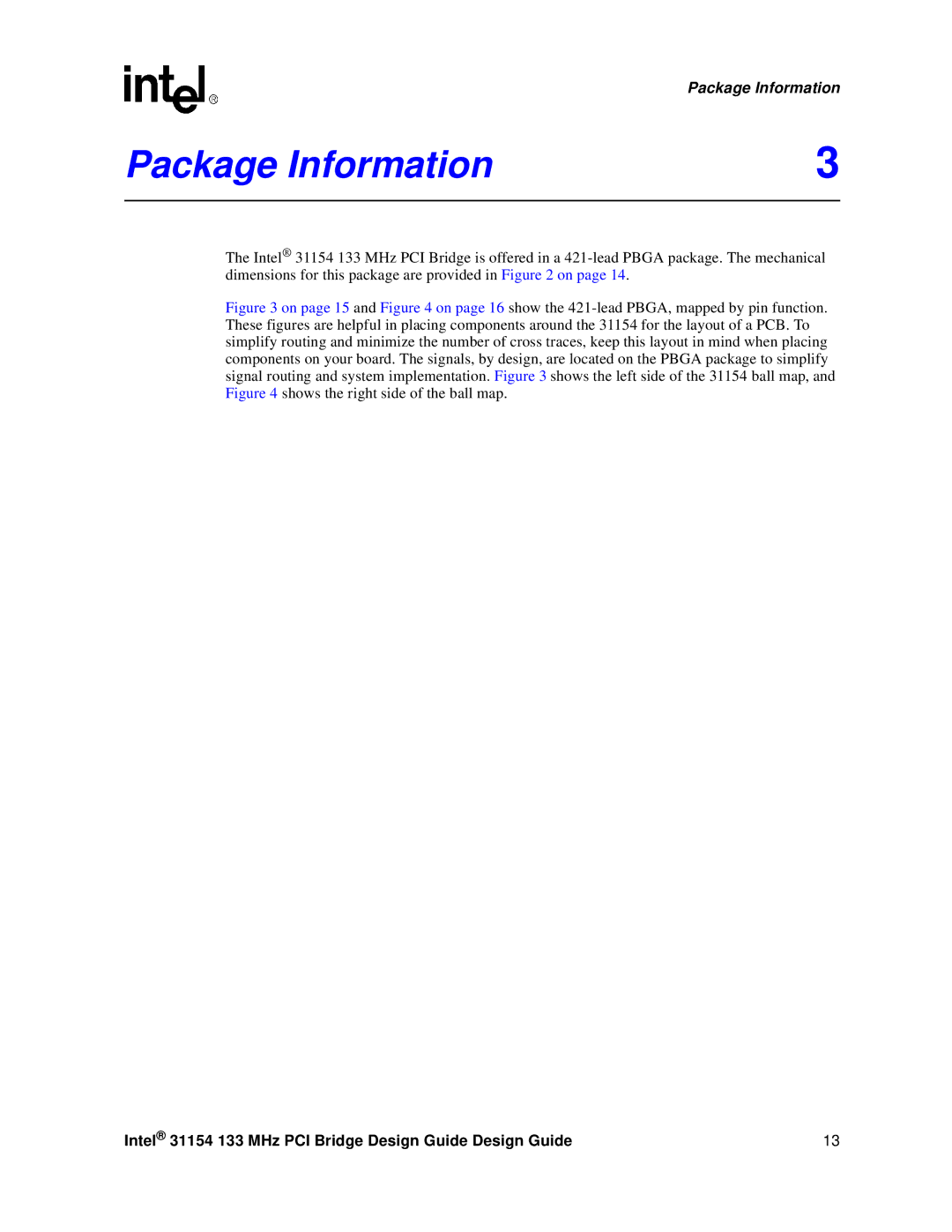 Intel 31154 manual Package Information 