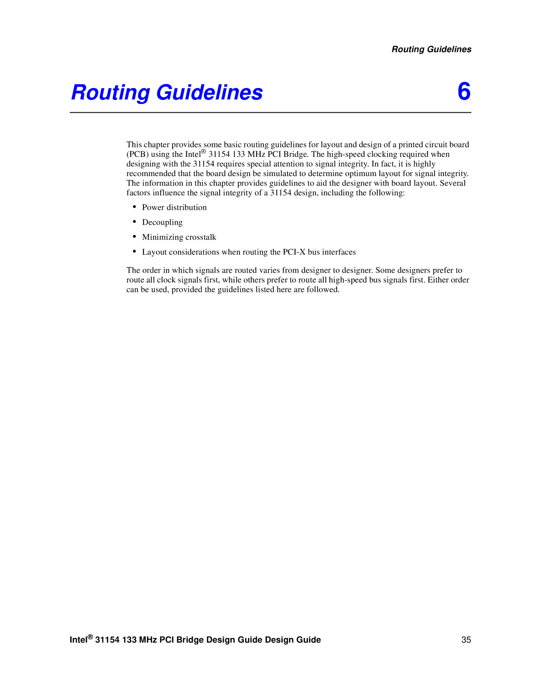 Intel 31154 manual Routing Guidelines 