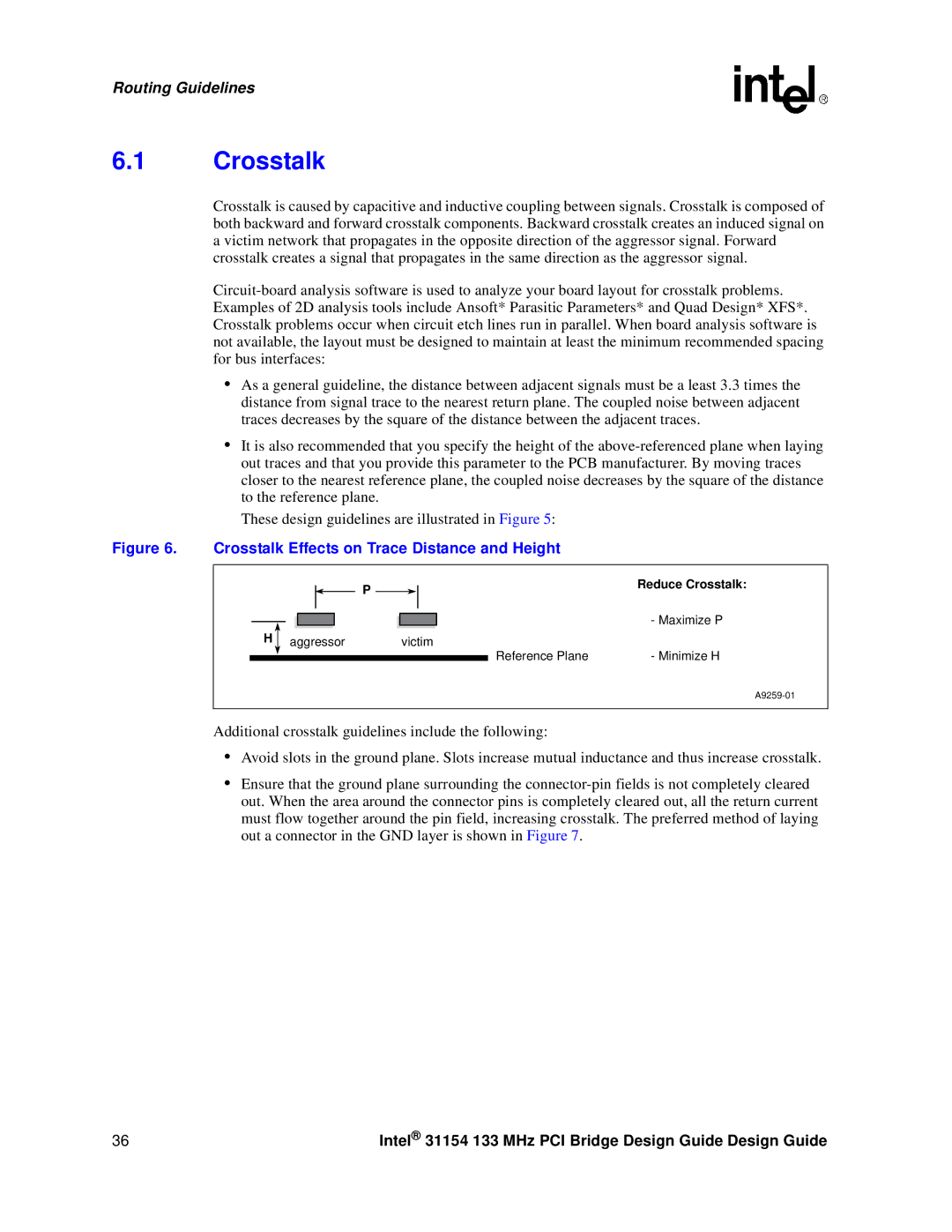 Intel 31154 manual Crosstalk Effects on Trace Distance and Height 