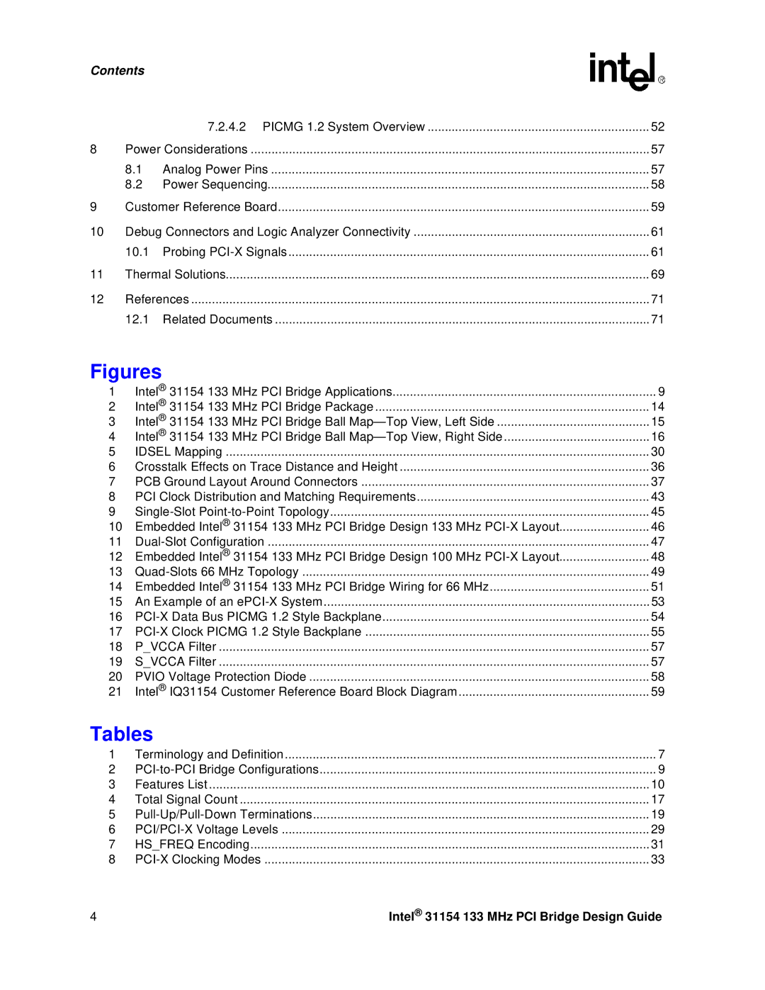 Intel 31154 manual Figures, Tables 