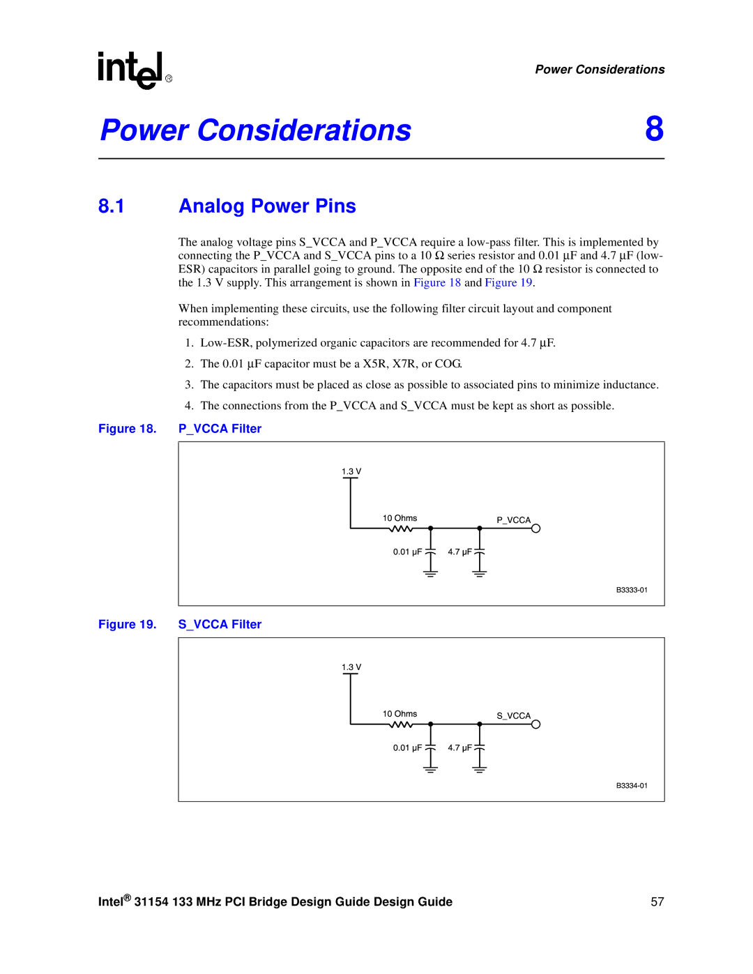 Intel 31154 manual Power Considerations, Analog Power Pins 