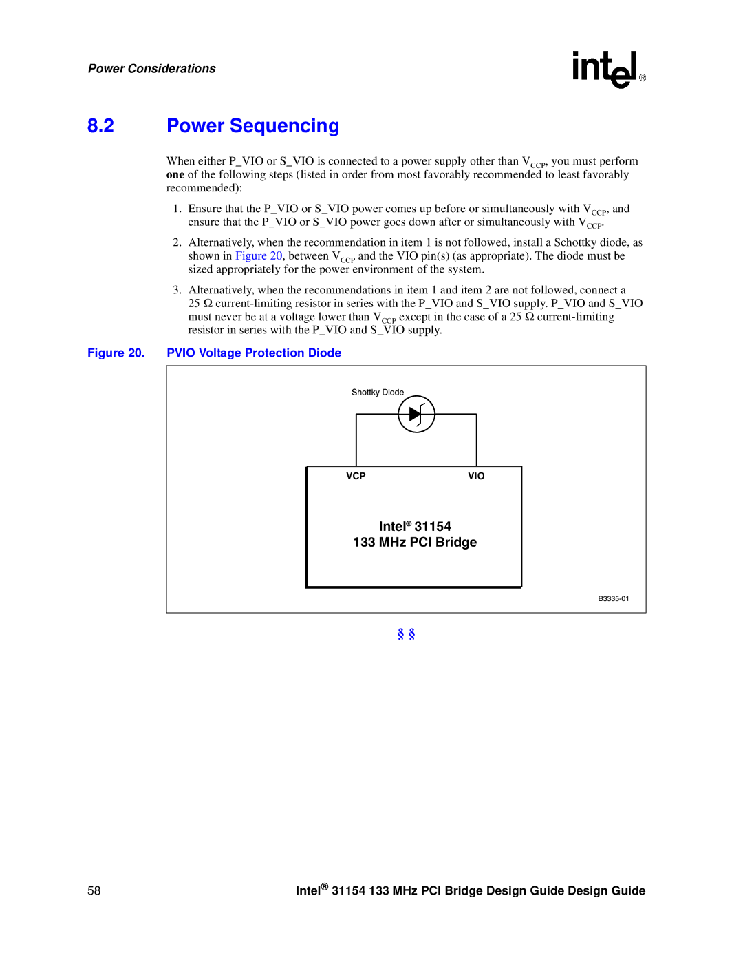 Intel 31154 manual Power Sequencing 