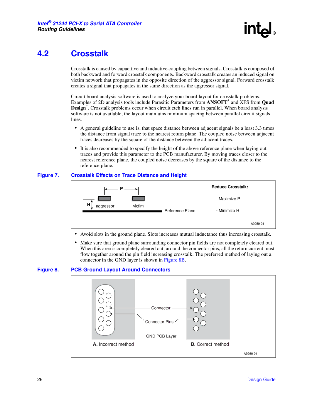 Intel 31244 PCI-X manual Crosstalk Effects on Trace Distance and Height 