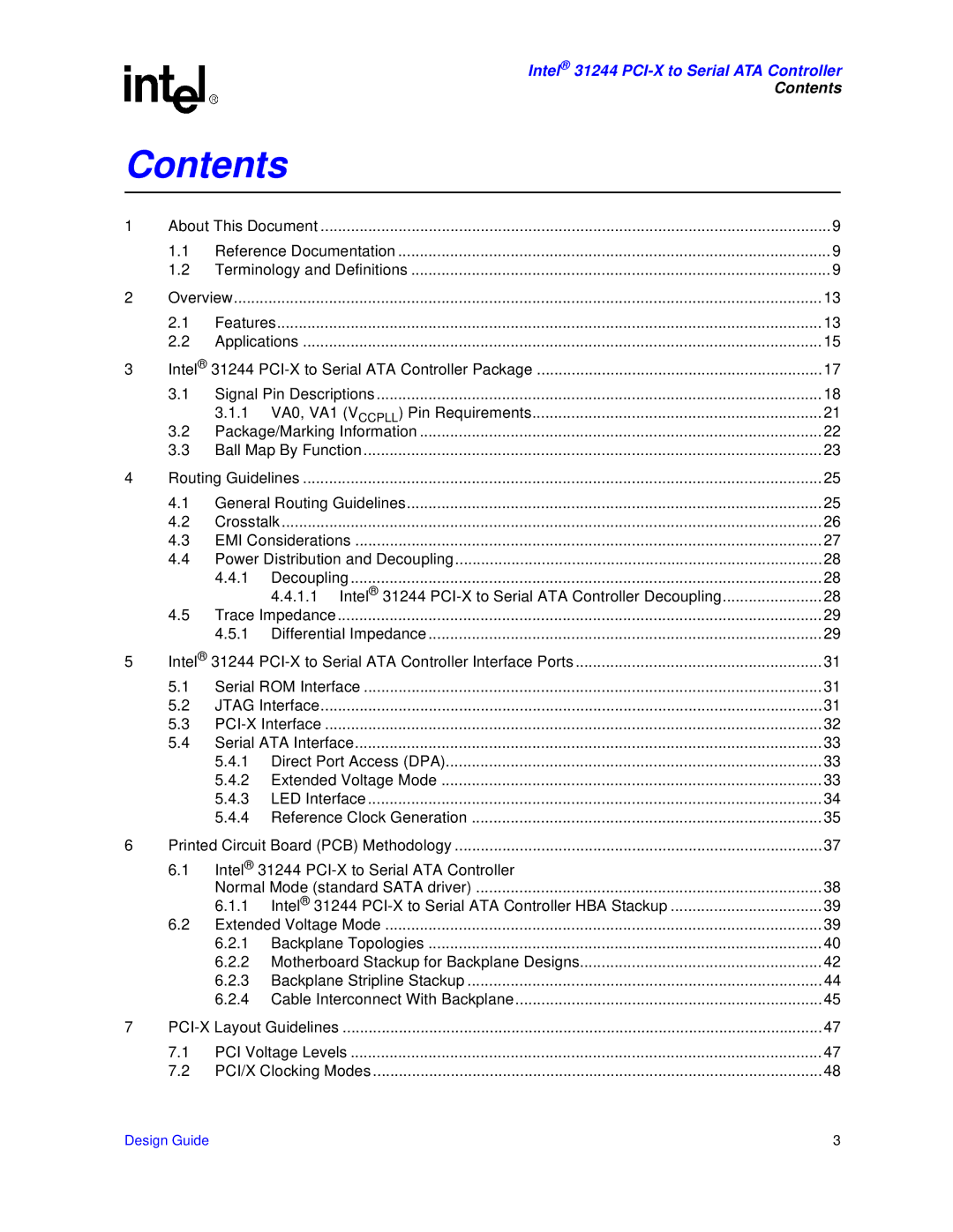 Intel 31244 PCI-X manual Contents 