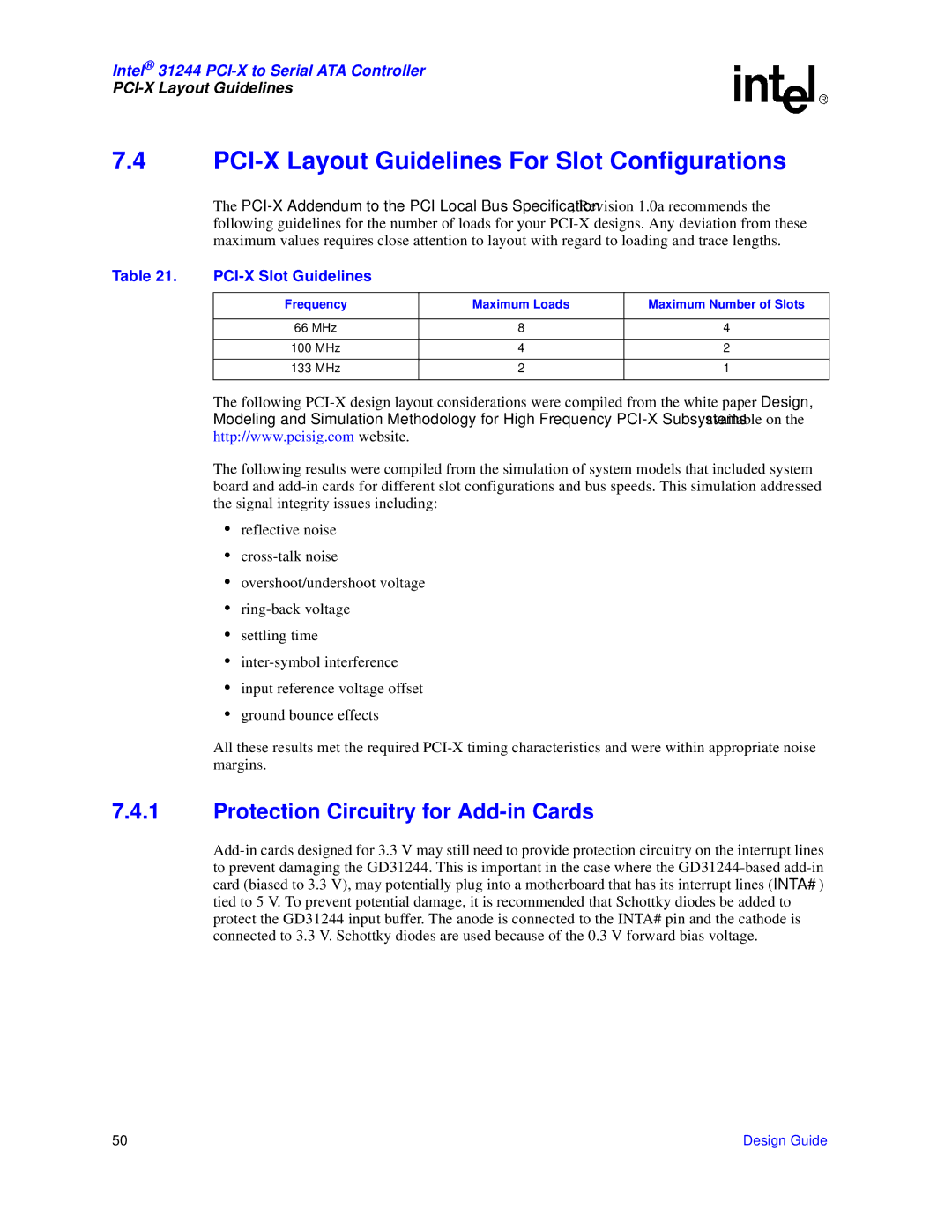 Intel 31244 PCI-X manual PCI-X Layout Guidelines For Slot Configurations, Protection Circuitry for Add-in Cards 