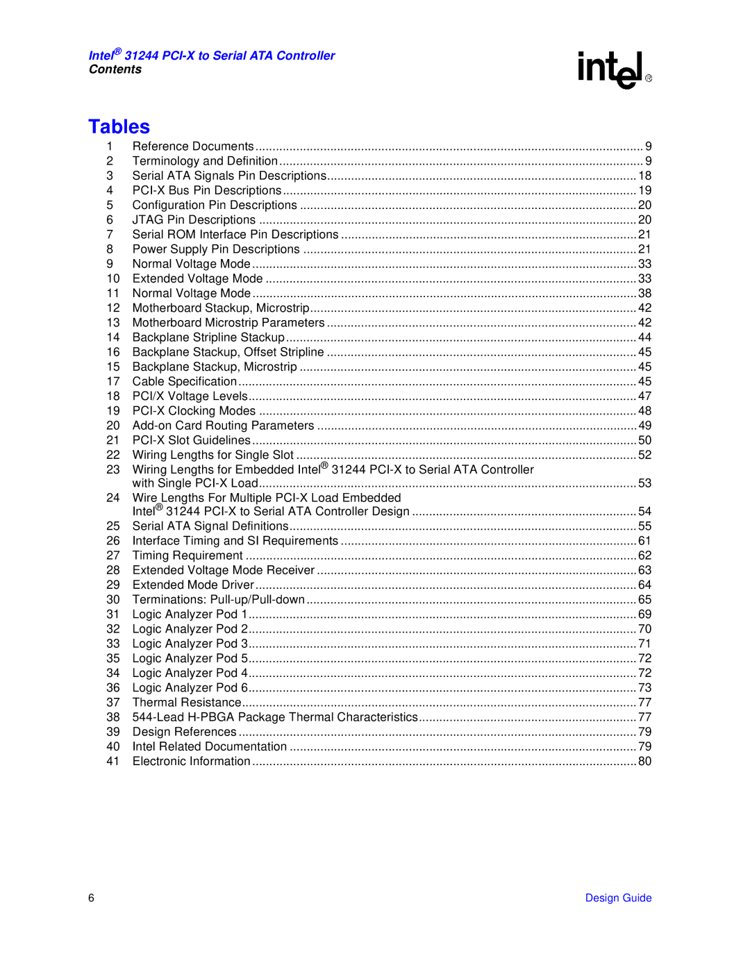 Intel 31244 PCI-X manual Tables, Wire Lengths For Multiple PCI-X Load Embedded 