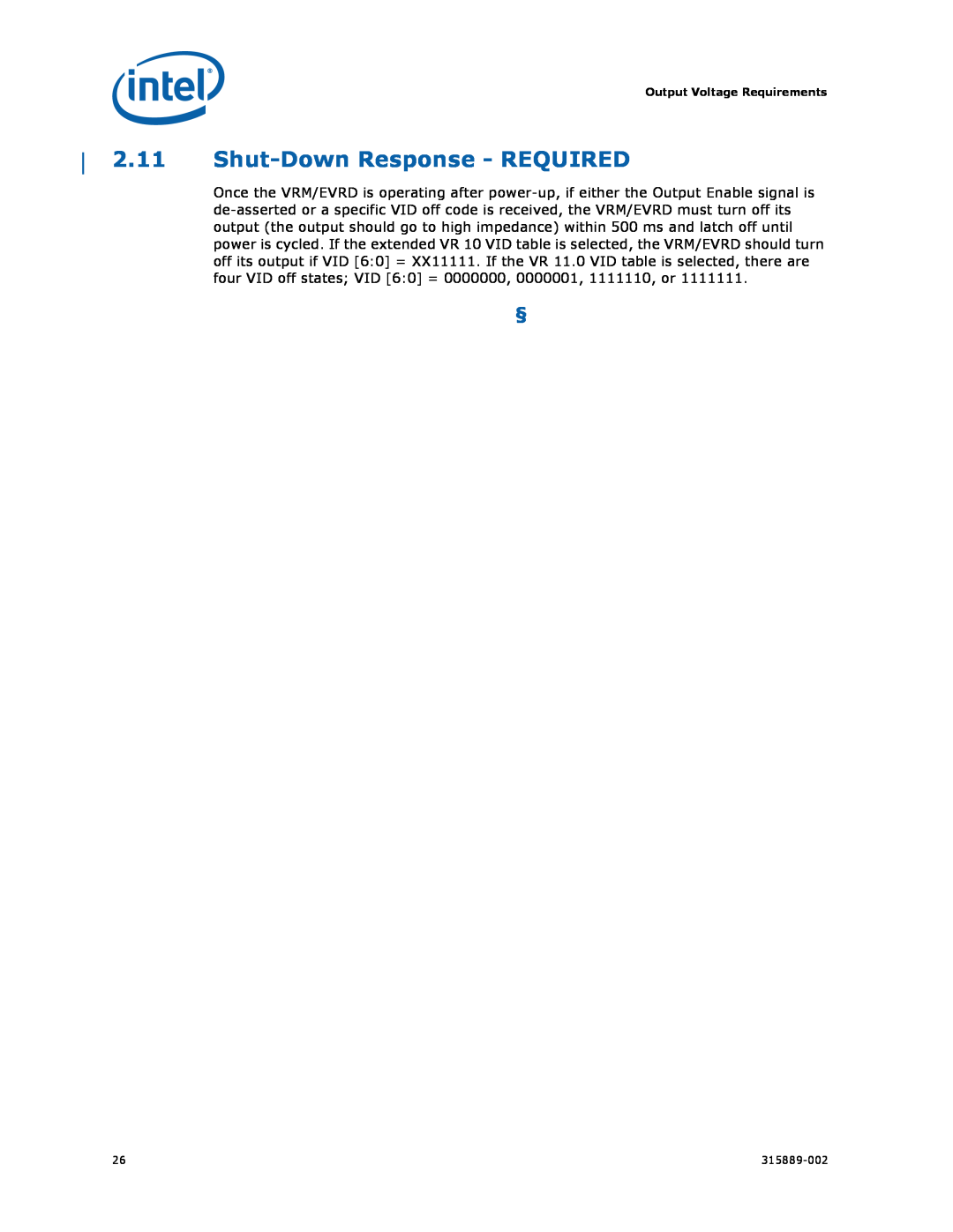 Intel 315889-002 manual 2.11Shut-DownResponse - REQUIRED 