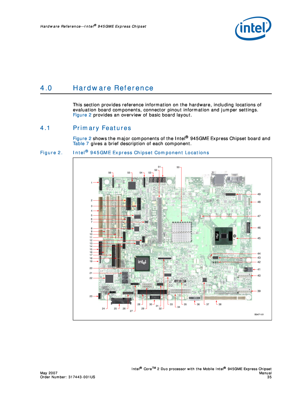 Intel 317443-001US user manual Hardware Reference, Primary Features 