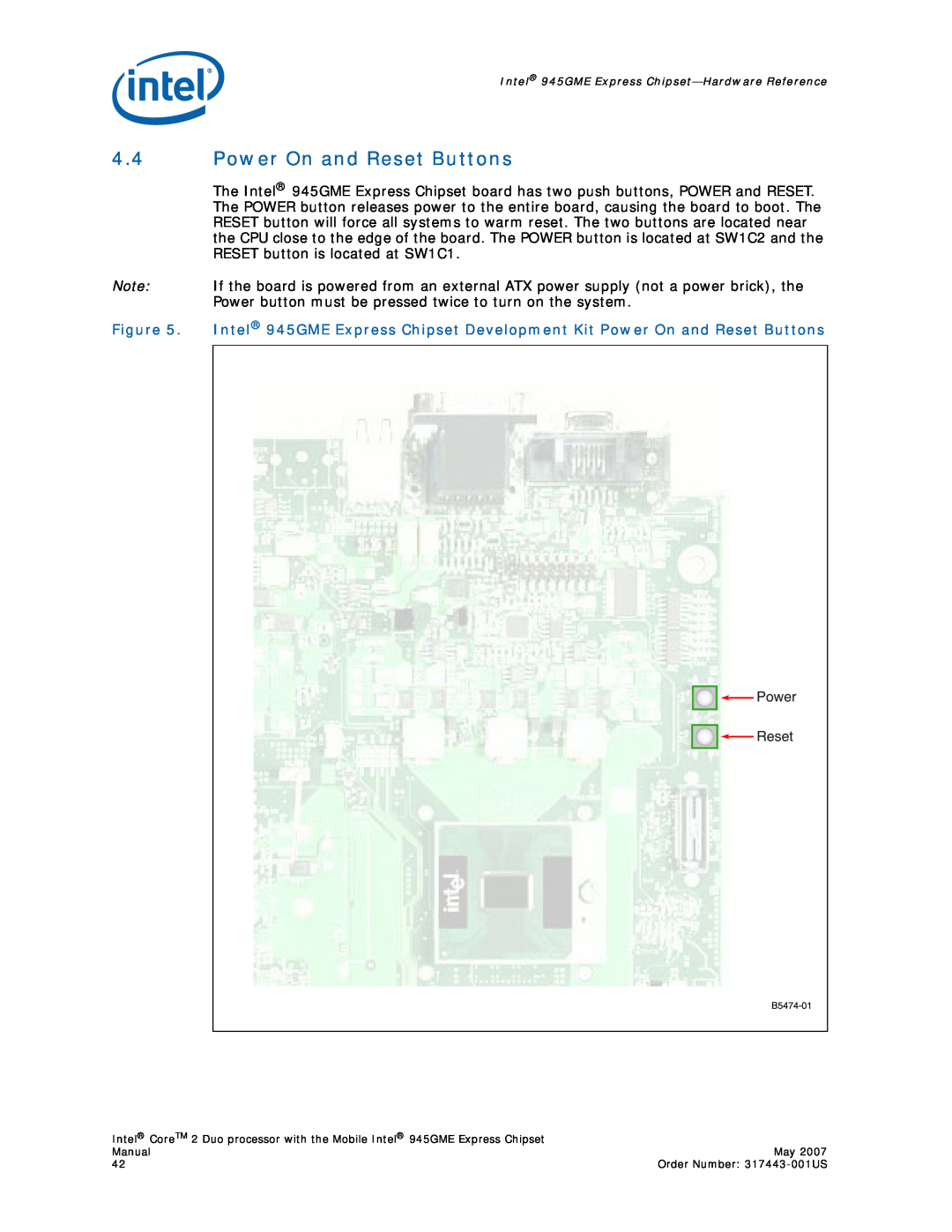 Intel 317443-001US user manual Power On and Reset Buttons 