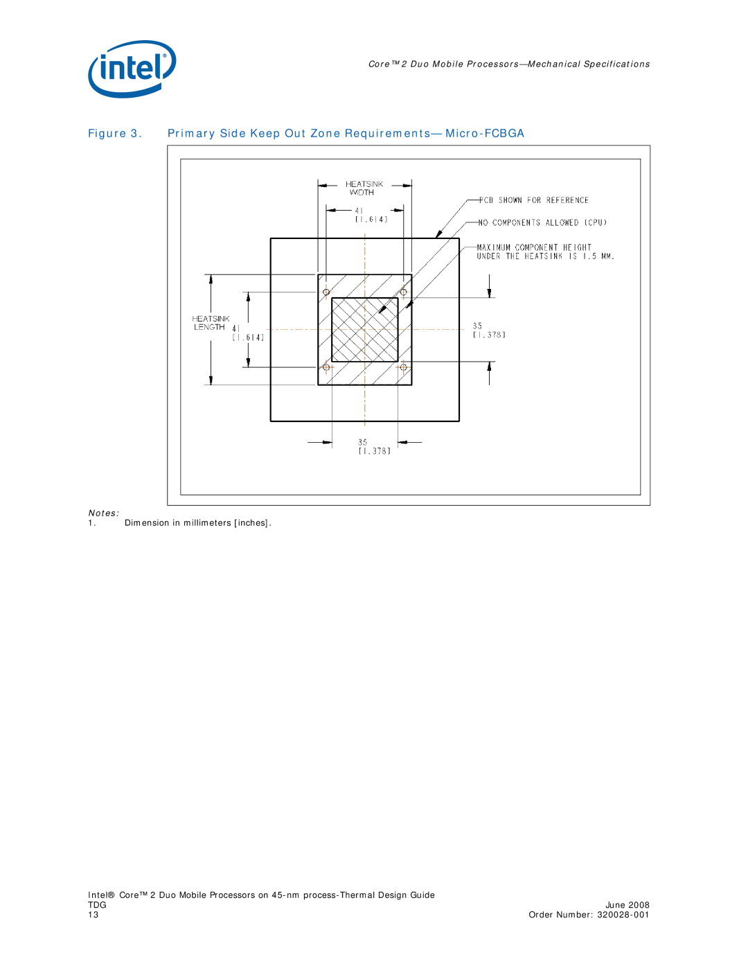 Intel 320028-001 manual Primary Side Keep Out Zone Requirements- Micro-FCBGA 