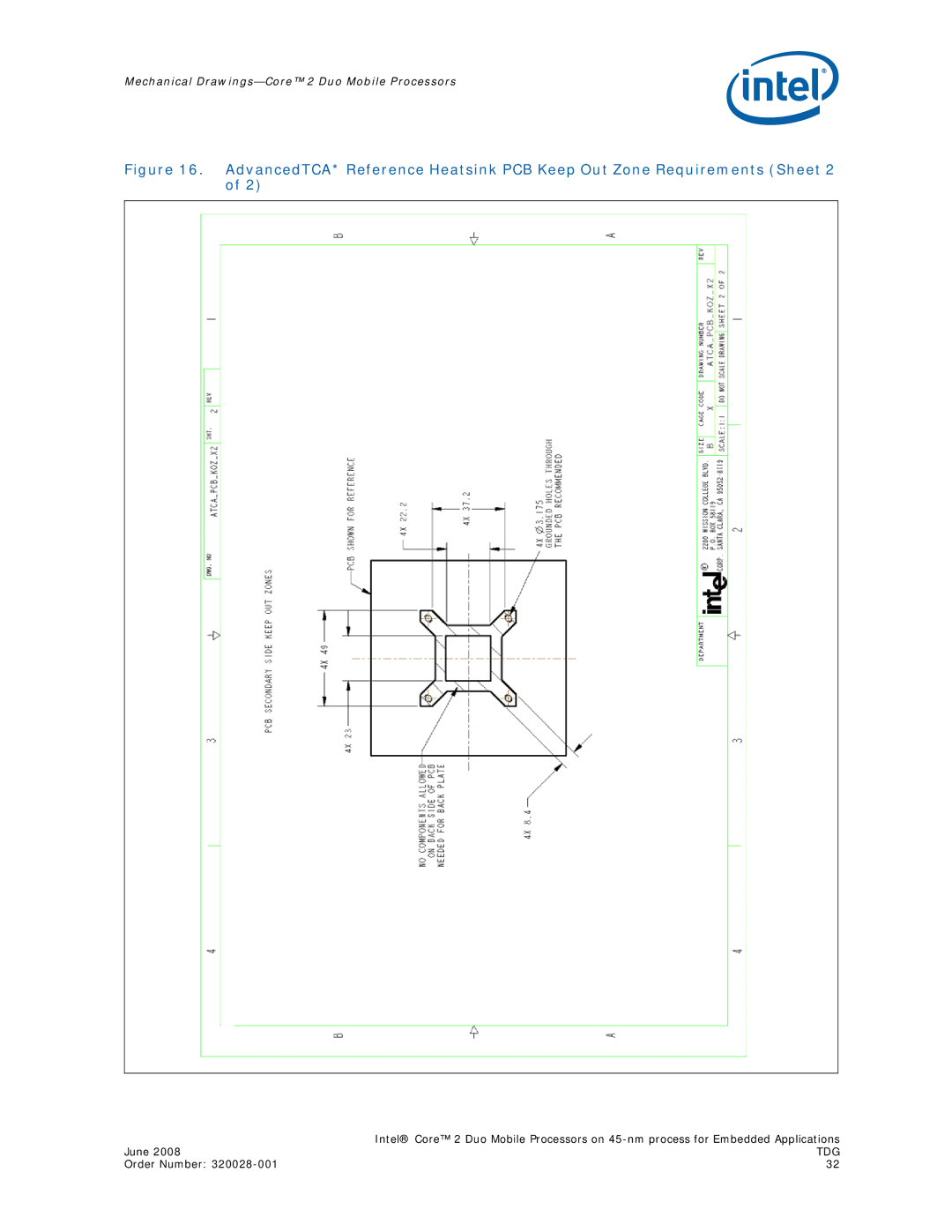 Intel 320028-001 manual Mechanical Drawings-Core 2 Duo Mobile Processors 