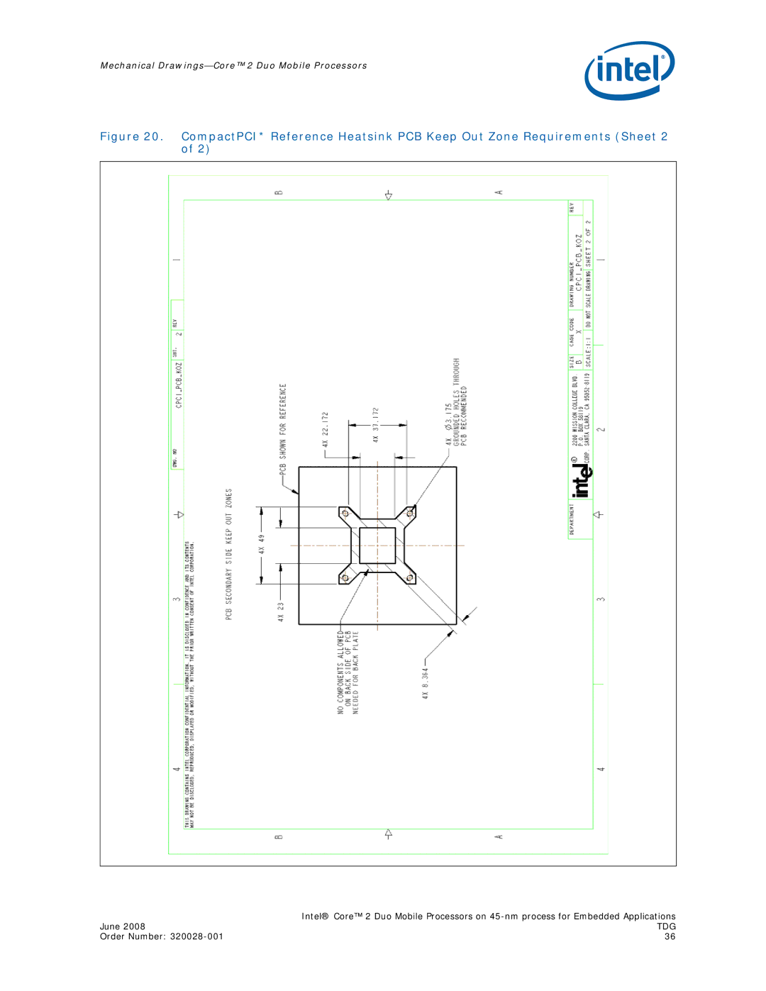 Intel 320028-001 manual Mechanical Drawings-Core 2 Duo Mobile Processors 