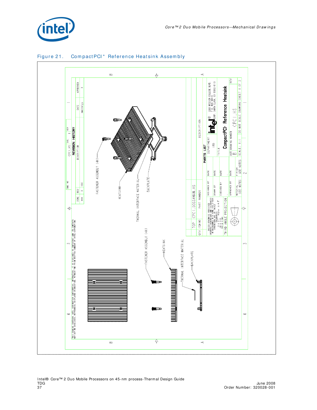 Intel 320028-001 manual CompactPCI* Reference Heatsink Assembly 