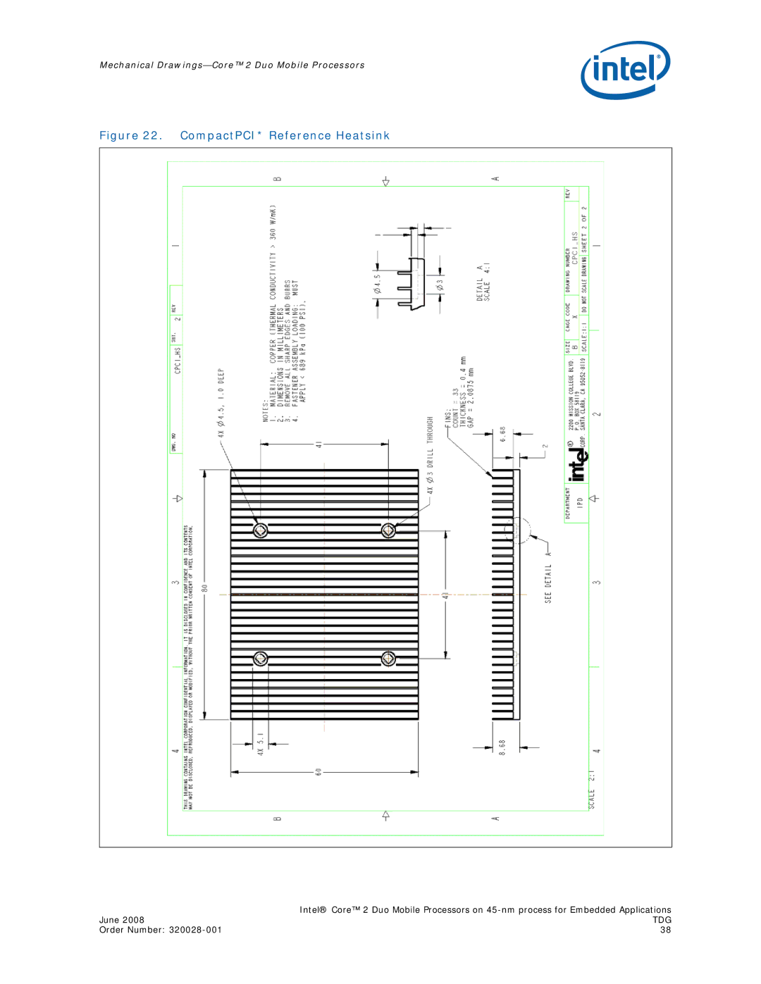 Intel 320028-001 manual CompactPCI* Reference Heatsink 