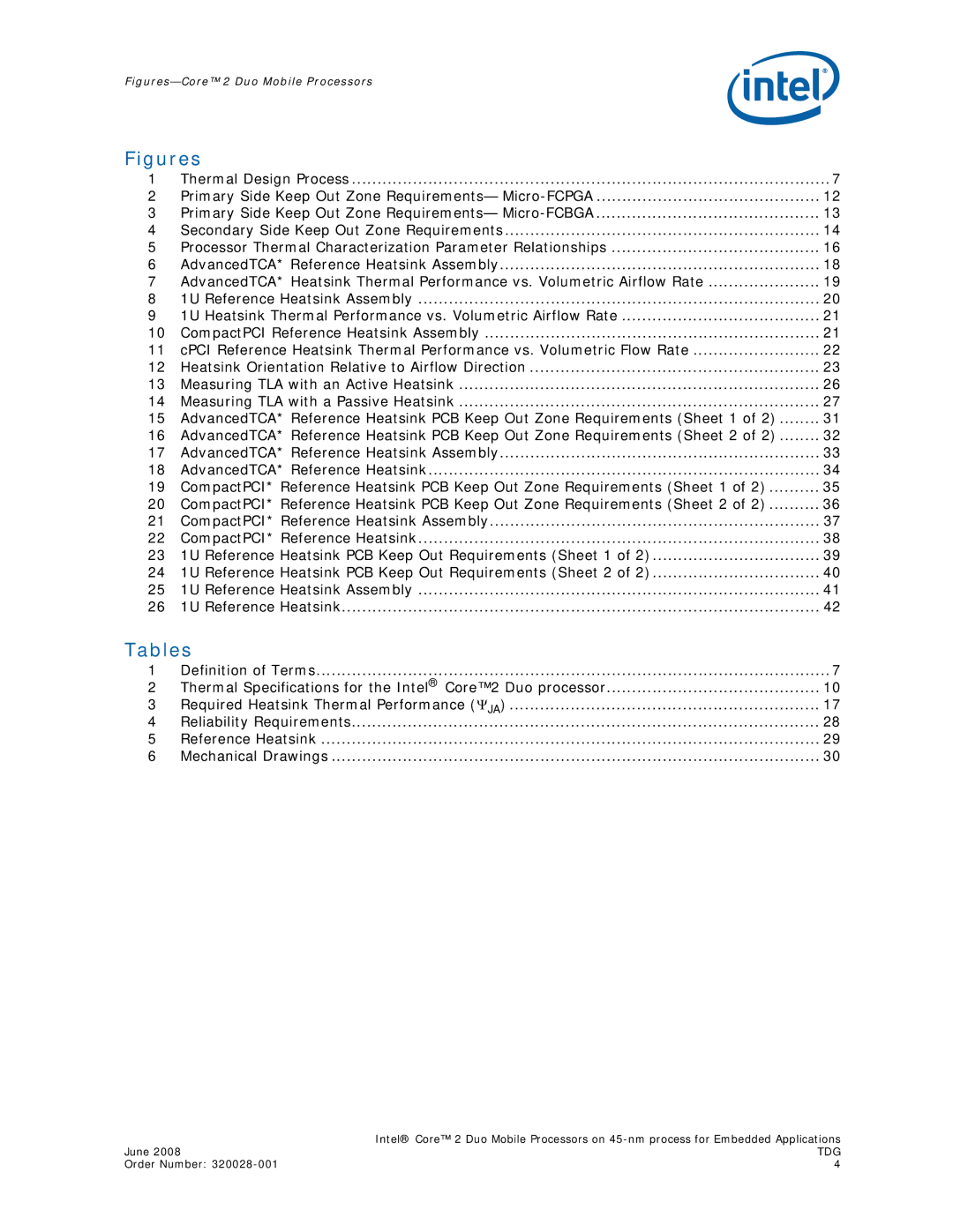 Intel 320028-001 manual Figures, Tables 