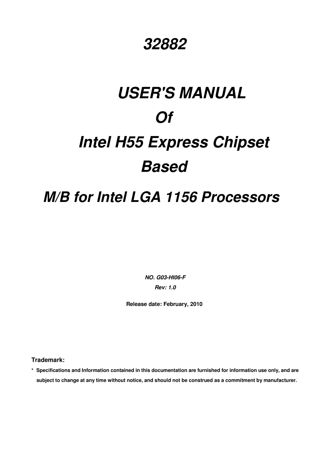 Intel 32882 user manual Intel H55 Express Chipset Based 