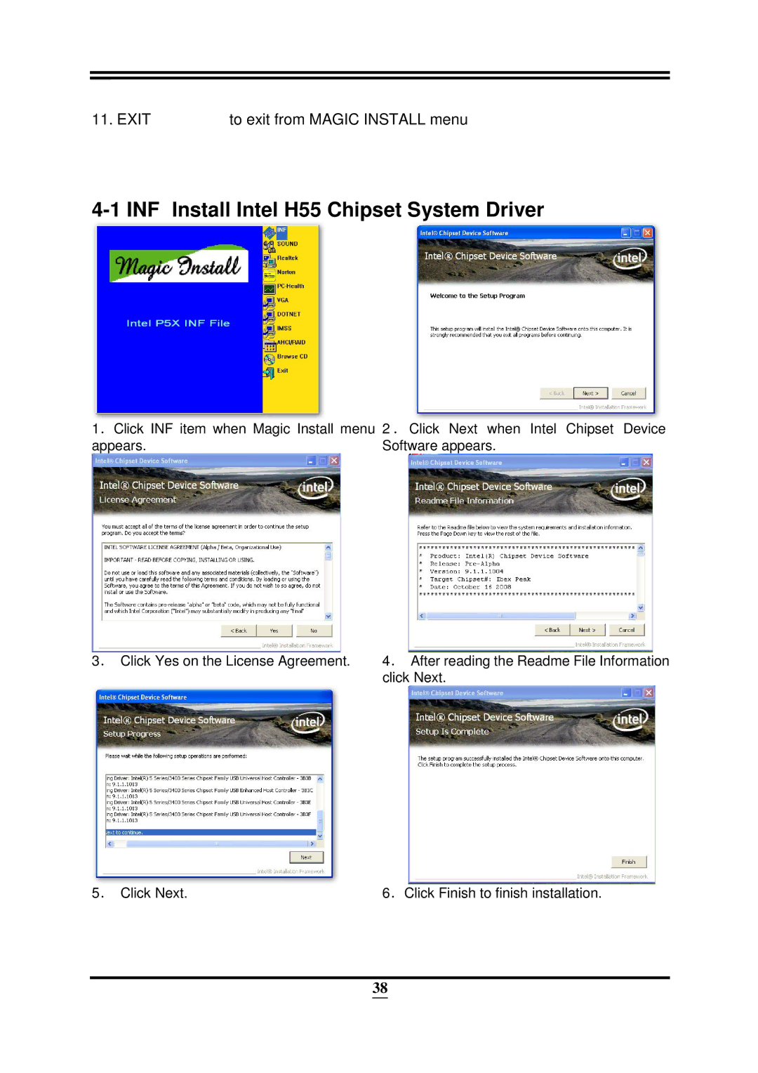 Intel 32882 user manual INF Install Intel H55 Chipset System Driver 