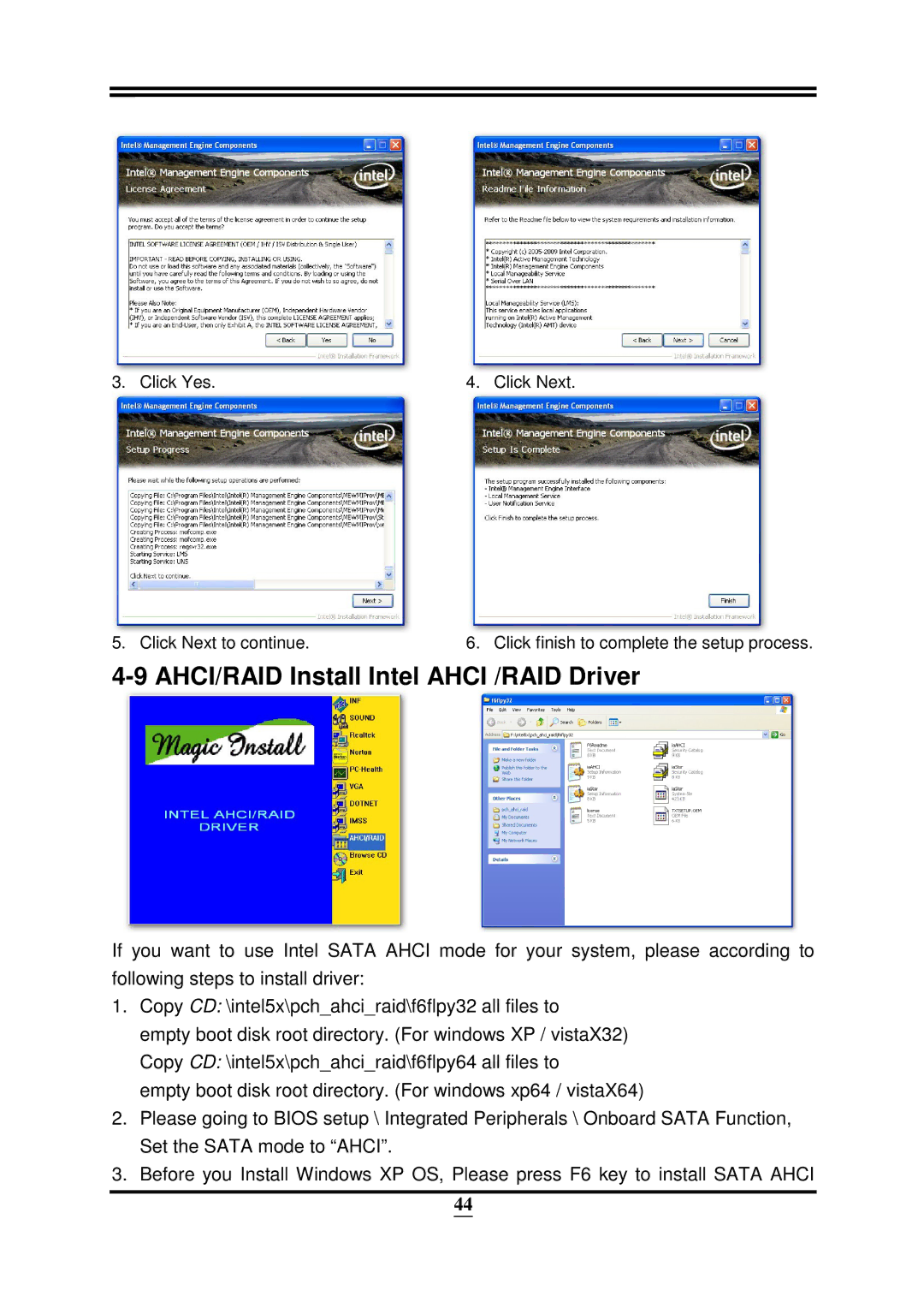 Intel 32882 user manual AHCI/RAID Install Intel Ahci /RAID Driver 