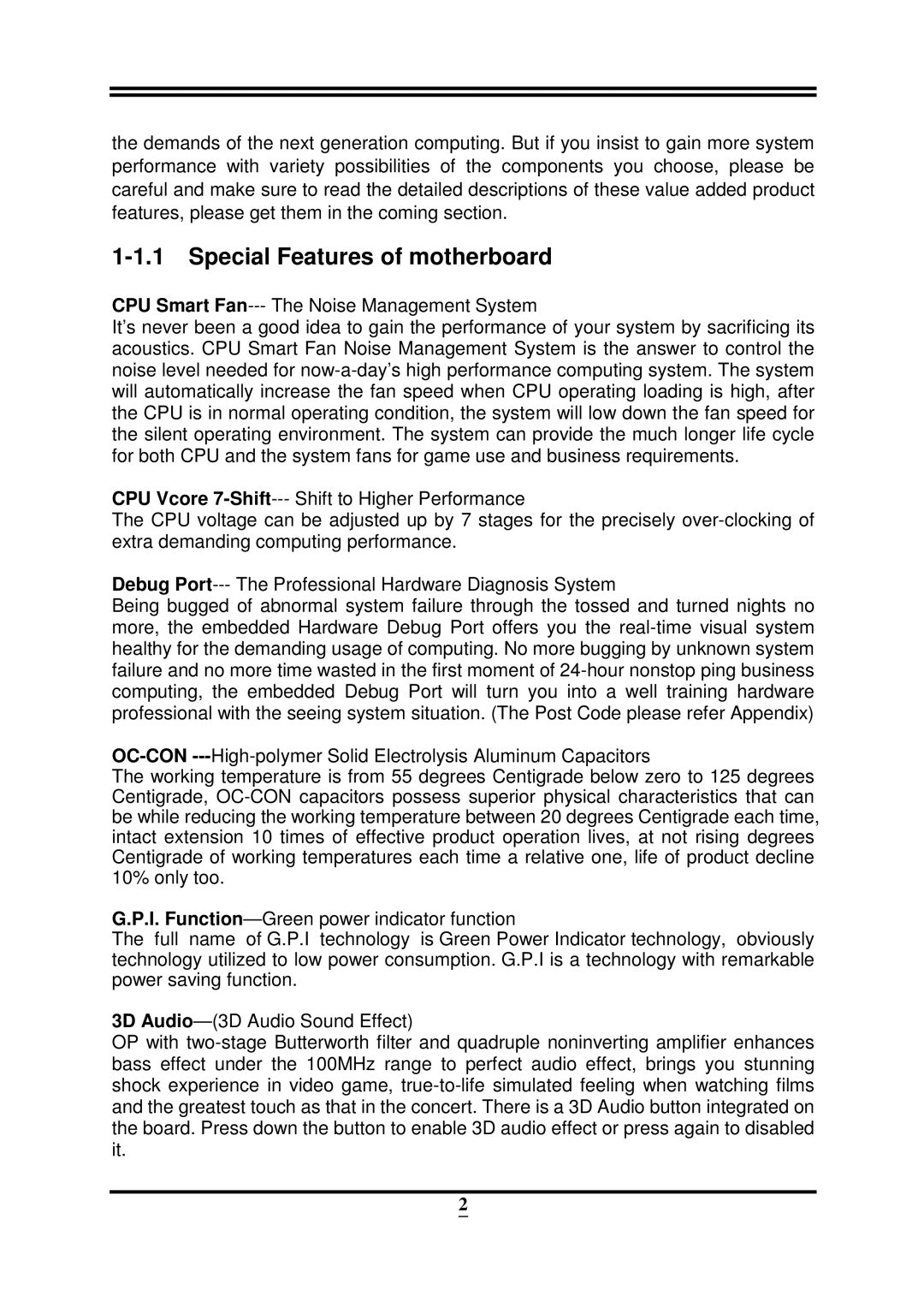 Intel 32882 user manual Special Features of motherboard 