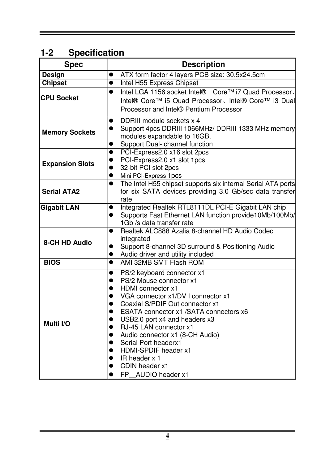 Intel 32882 user manual Specification 