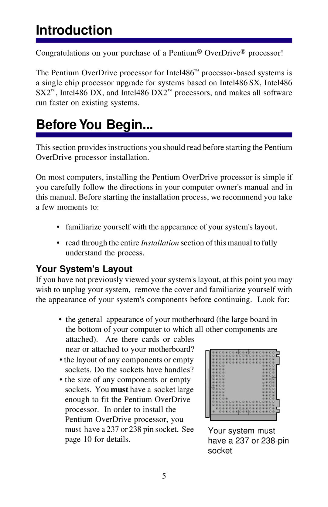 Intel 351599-005 manual Introduction, Before You Begin, Your Systems Layout 