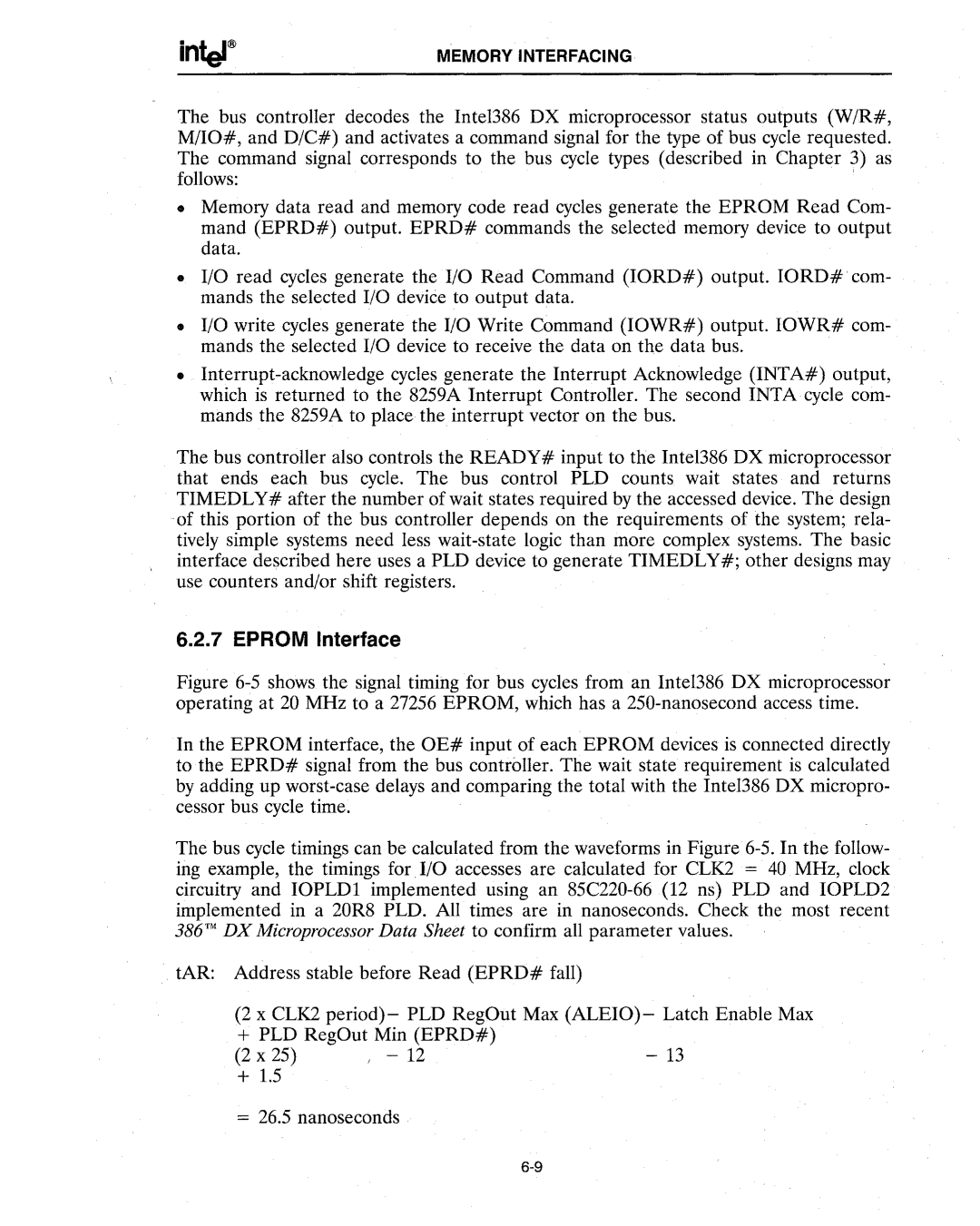 Intel 386 manual Eprom Interface 