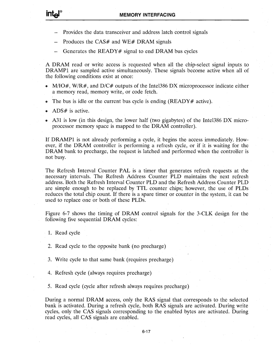 Intel 386 manual Memory Interfacing 