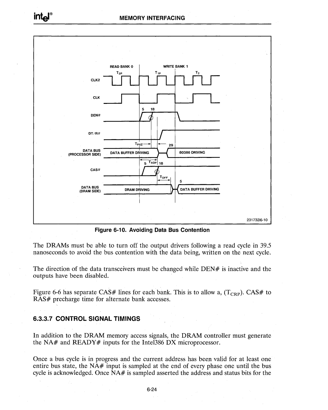 Intel 386 manual Control Signal Timings 