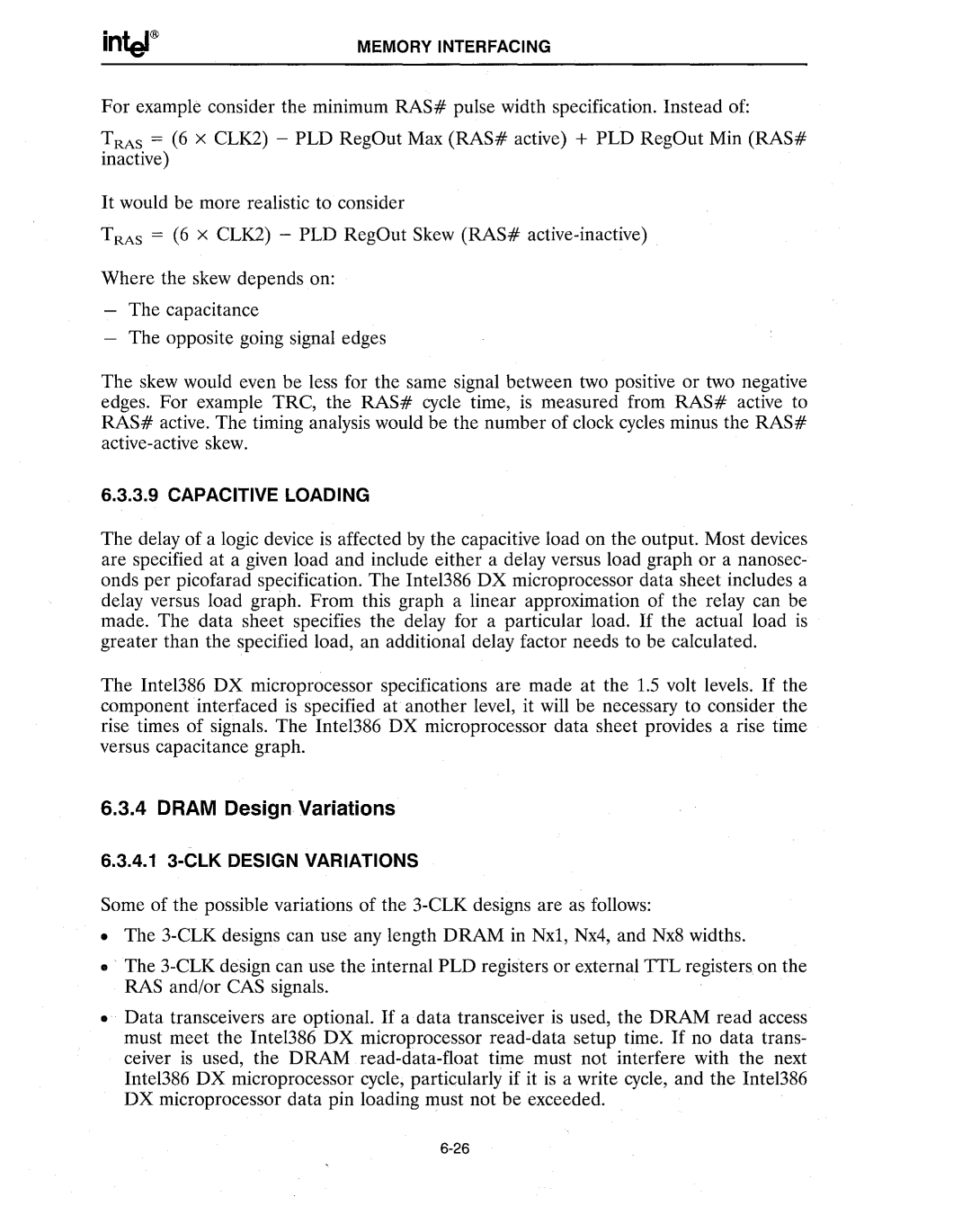 Intel 386 manual Dram Design Variations 