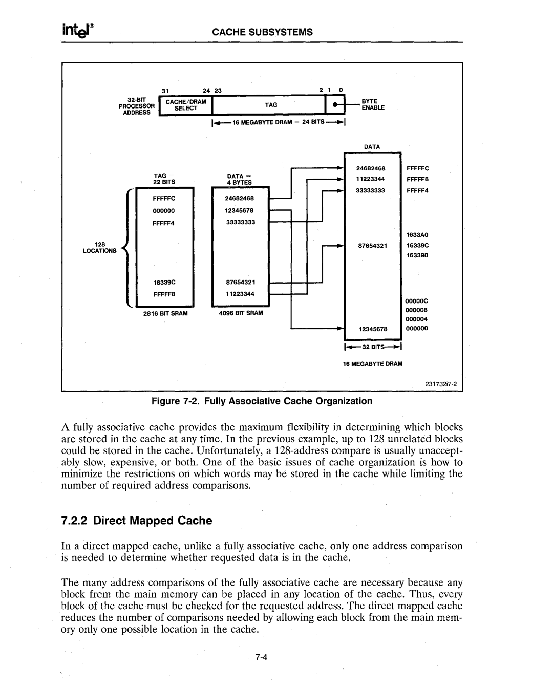 Intel 386 manual Direct Mapped Cache 