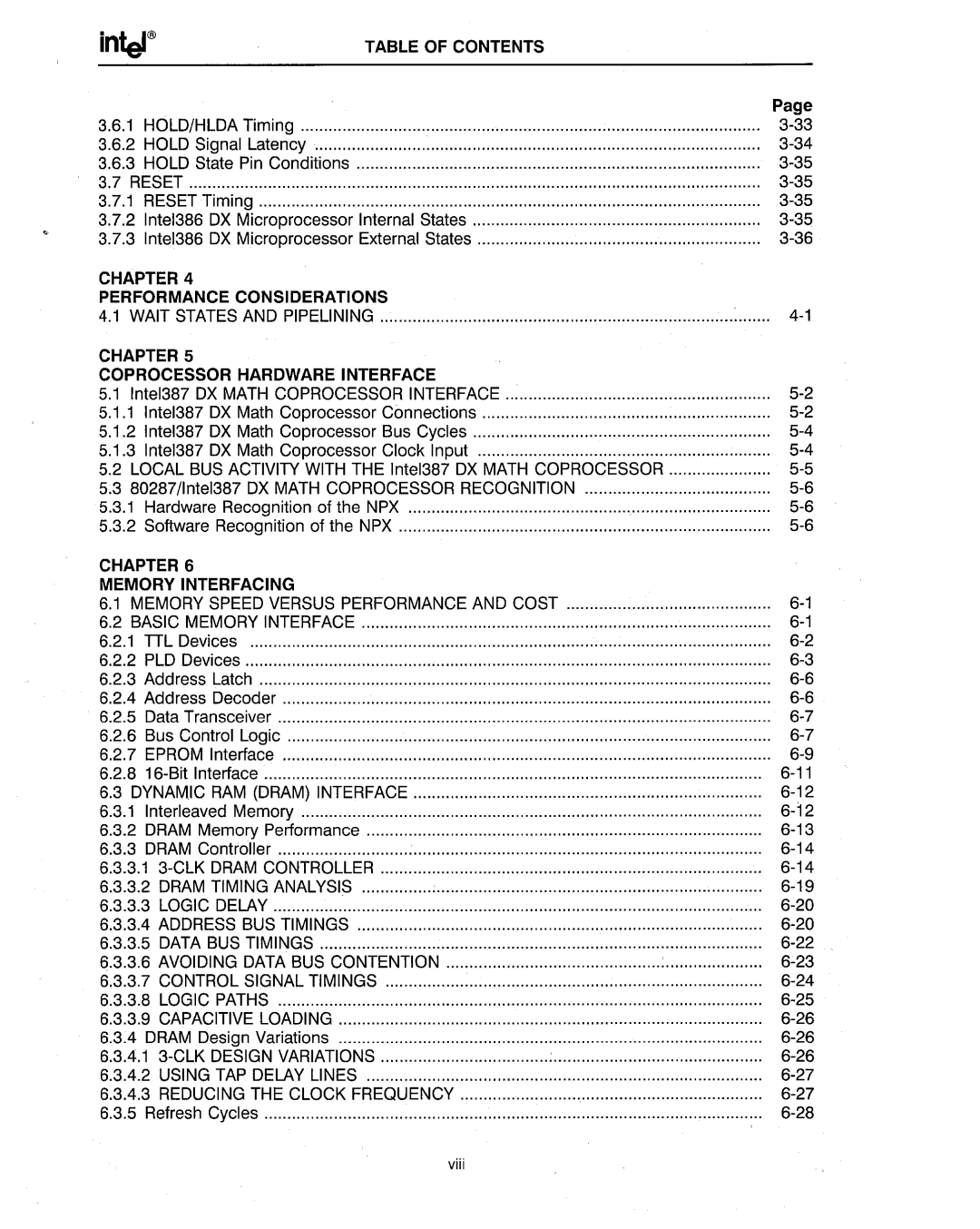 Intel 386 manual Chapter Performance Considerations 