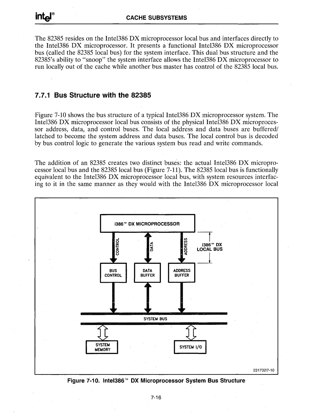 Intel 386 manual Bus Structure with 