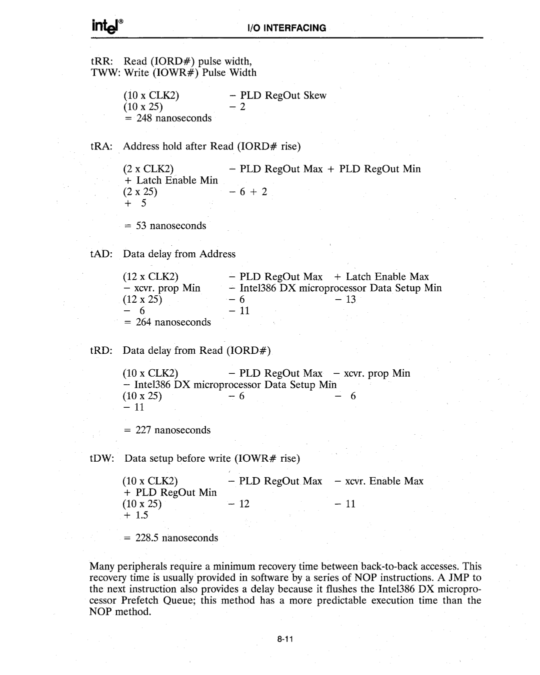 Intel 386 manual Xcvr. prop Min 