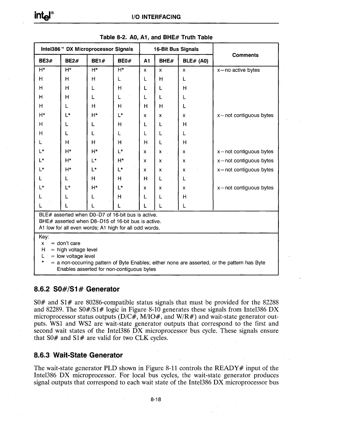 Intel 386 manual 2 SO#/S1 # Generator 