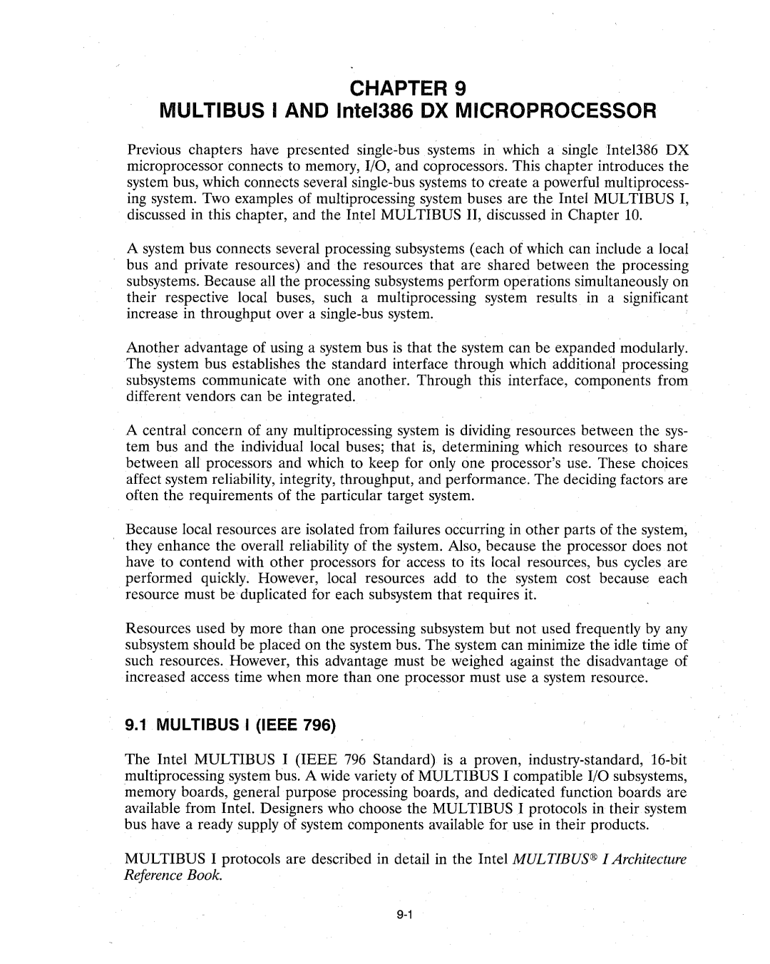 Intel manual Chapter, Multi BUS I and Intel386 DX Microprocessor 