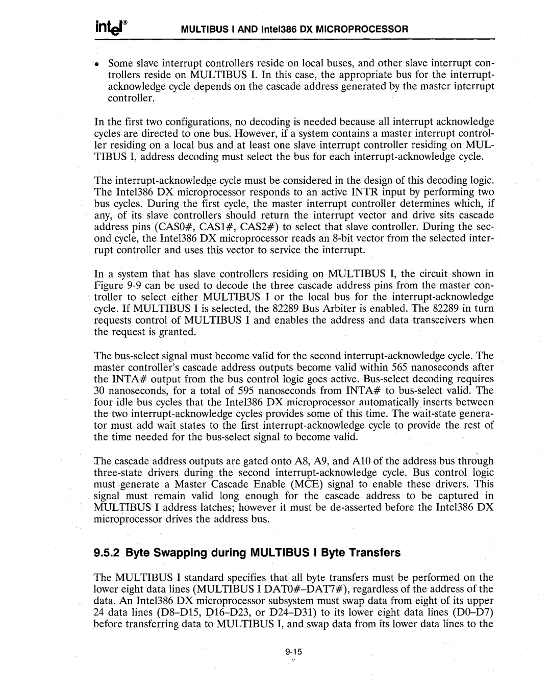 Intel 386 manual Byte Swapping during Multibus I Byte Transfers 