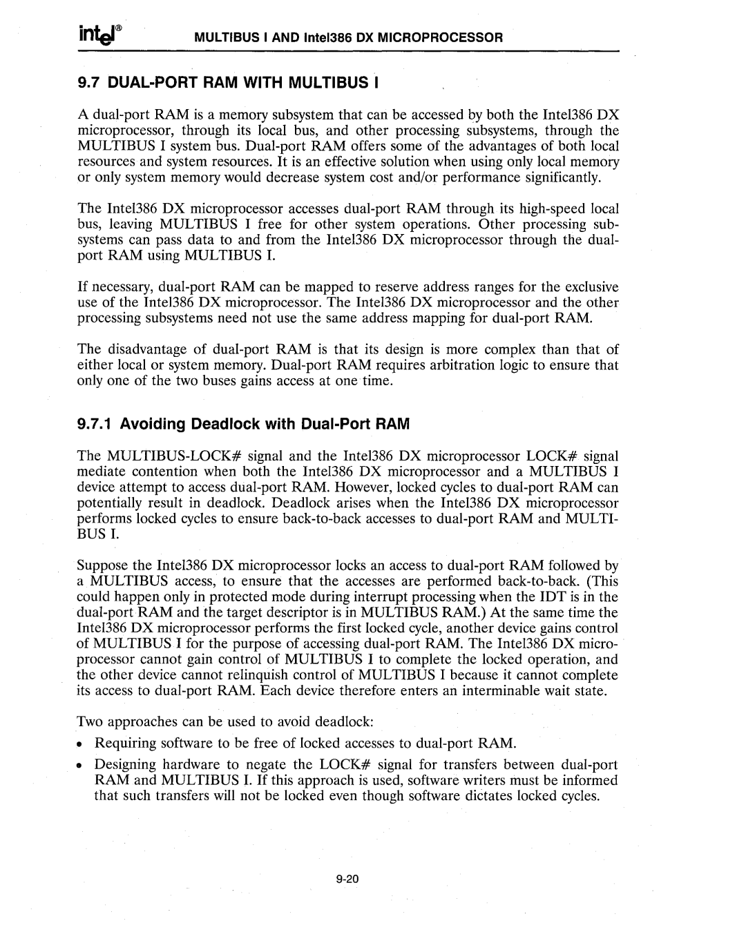 Intel 386 manual DUAL-PORT RAM with Multibus, Avoiding Deadlock with Dual-Port RAM 