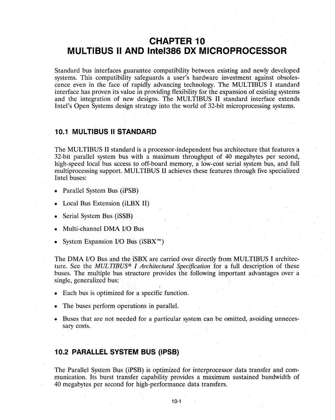 Intel 386 manual Multibus II Standard, Parallel System BUS iPSB 