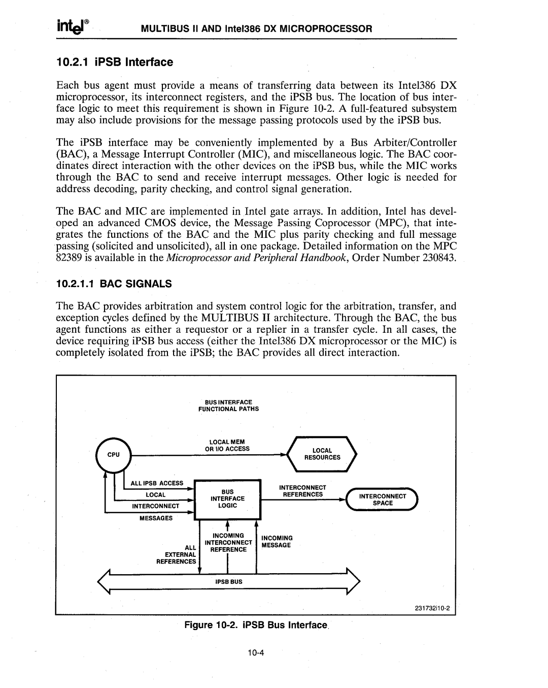 Intel 386 manual IPSe Interface, IPSB Bus Interface 